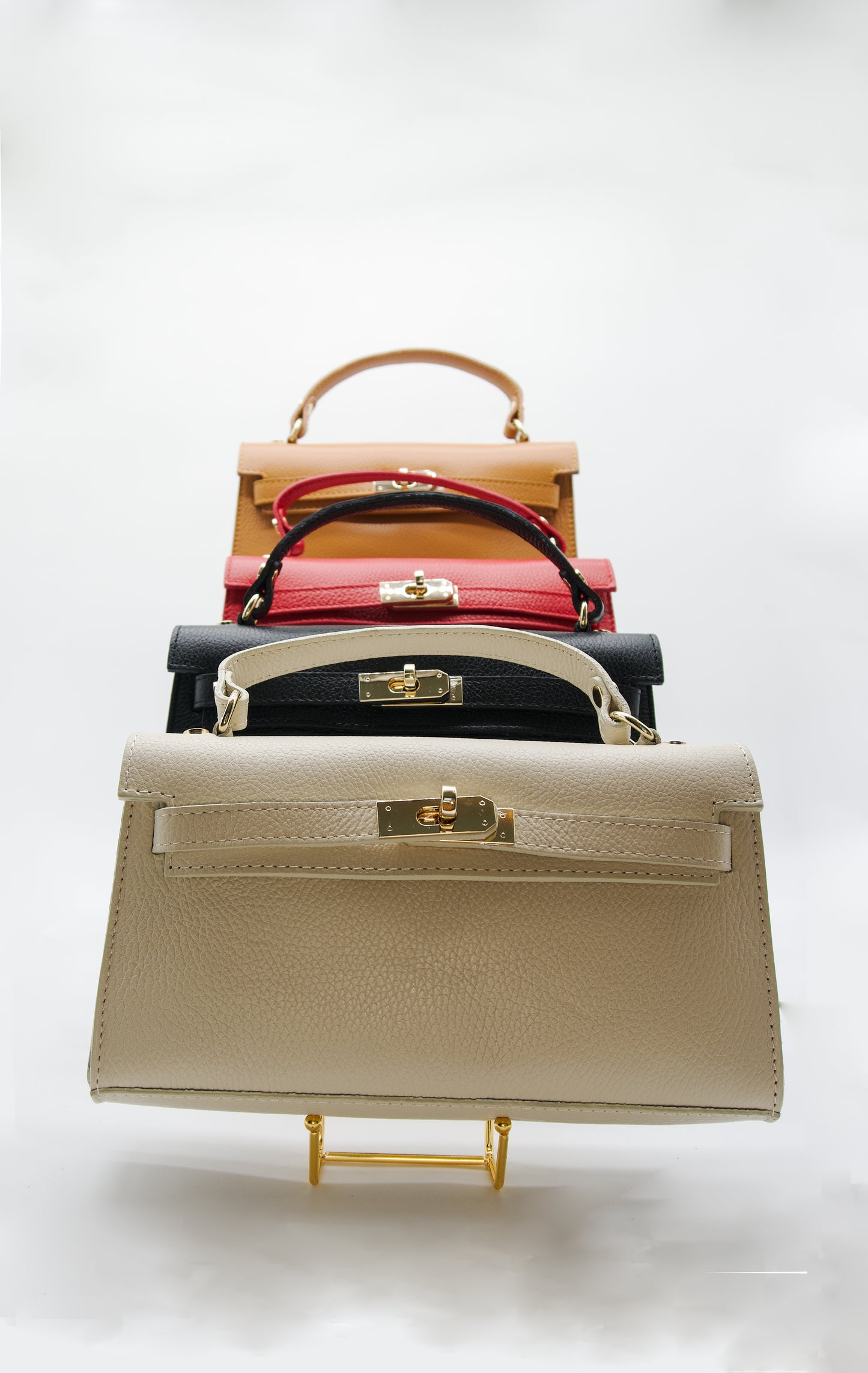 Viola Top Handle Turn Clasp Italian Leather Bag