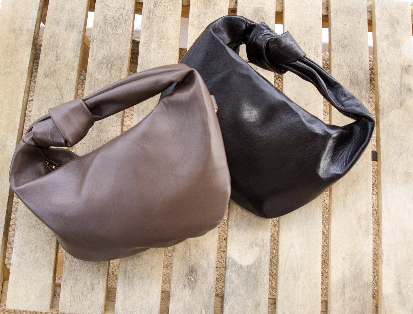 Ambra Sauvage Leather Crescent Handbag