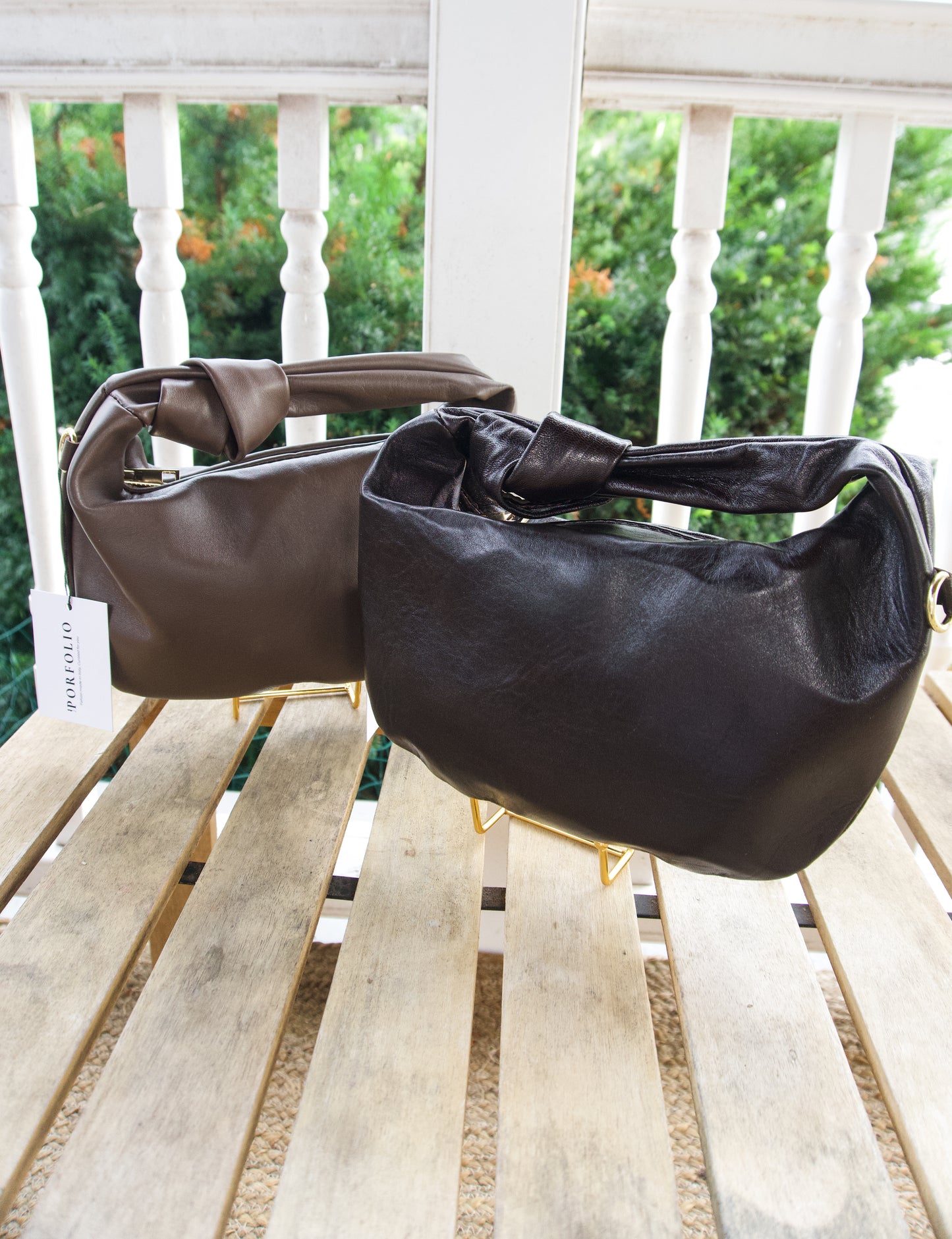 Ambra Sauvage Leather Crescent Handbag