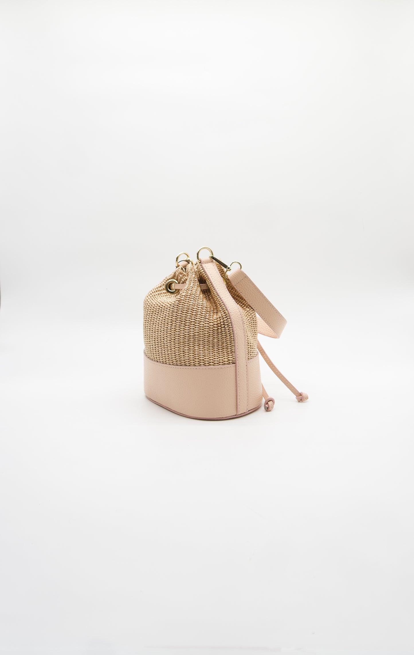 Emilia Rafia and Leather Bucket Bag