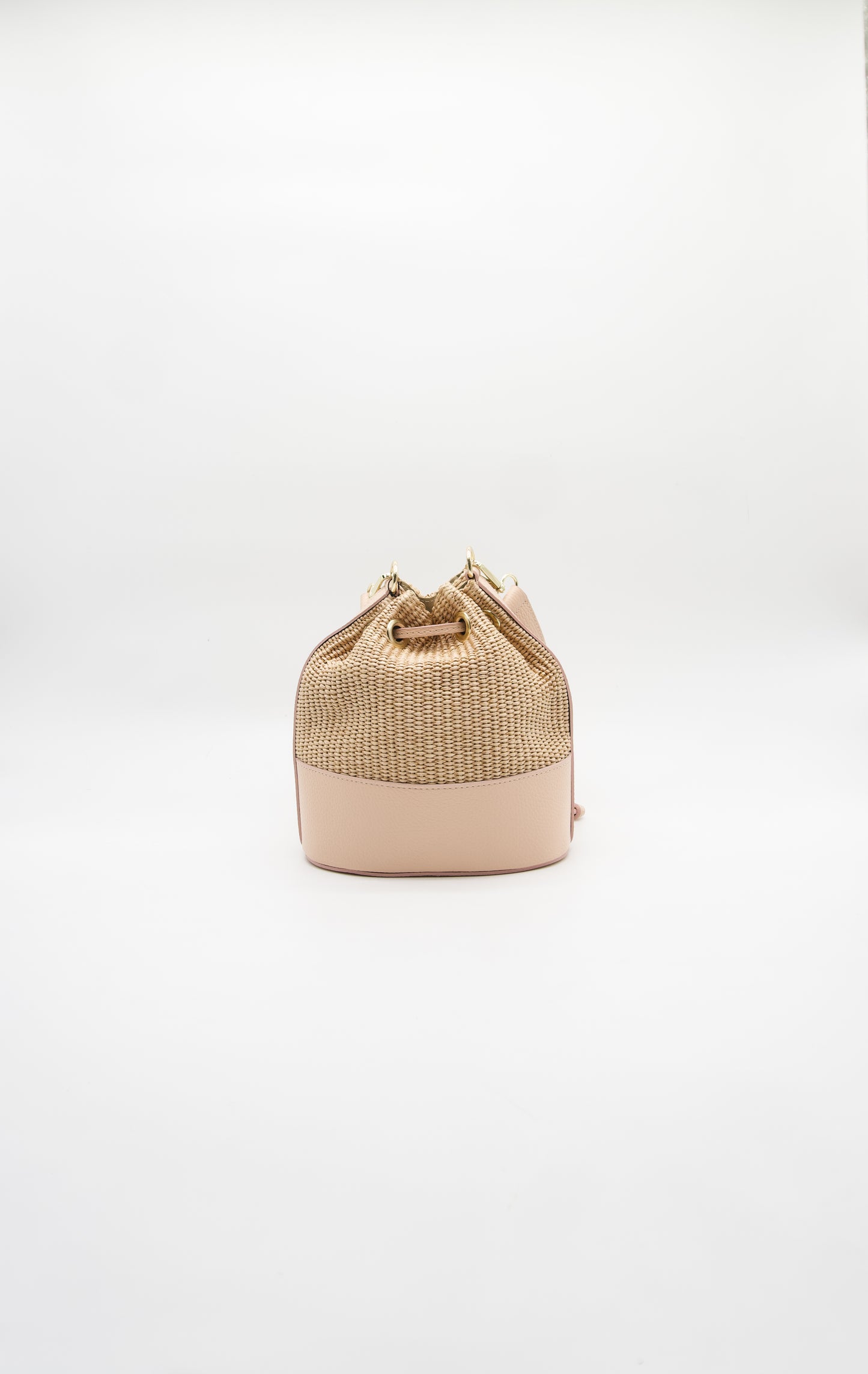Emilia Rafia and Leather Bucket Bag