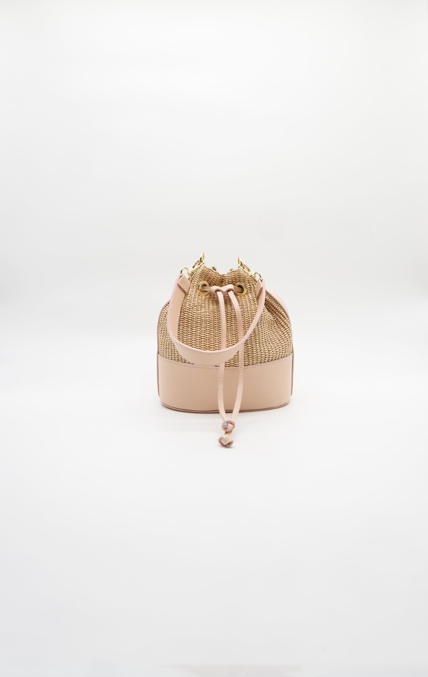 Emilia Rafia and Leather Bucket Bag