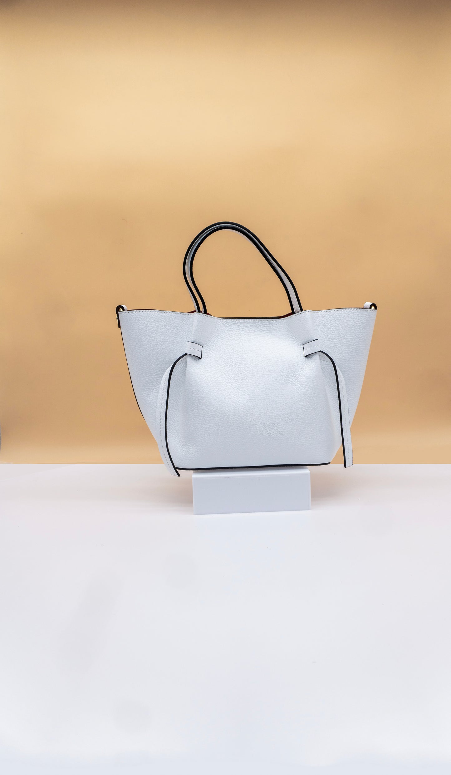 Alessia Midi Size Leather Tote with Tabs