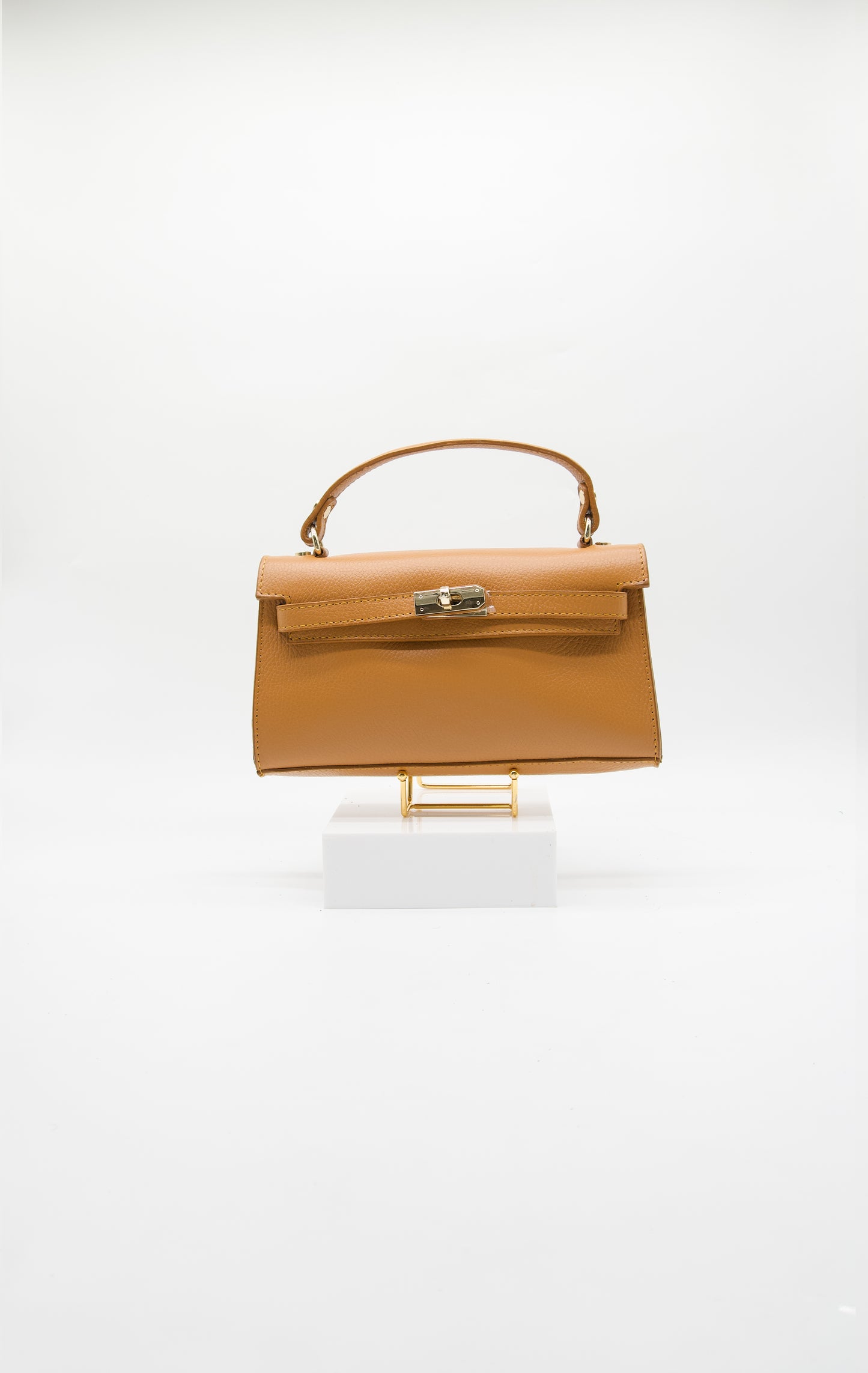 Viola Top Handle Turn Clasp Italian Leather Bag