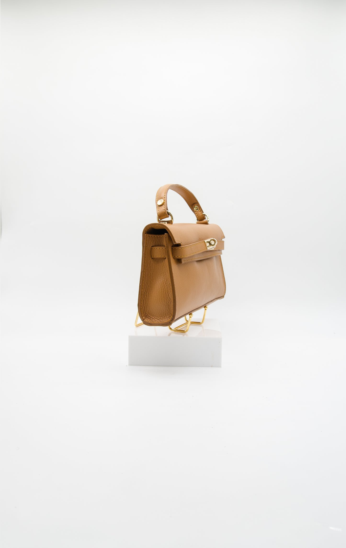 Viola Top Handle Turn Clasp Italian Leather Bag