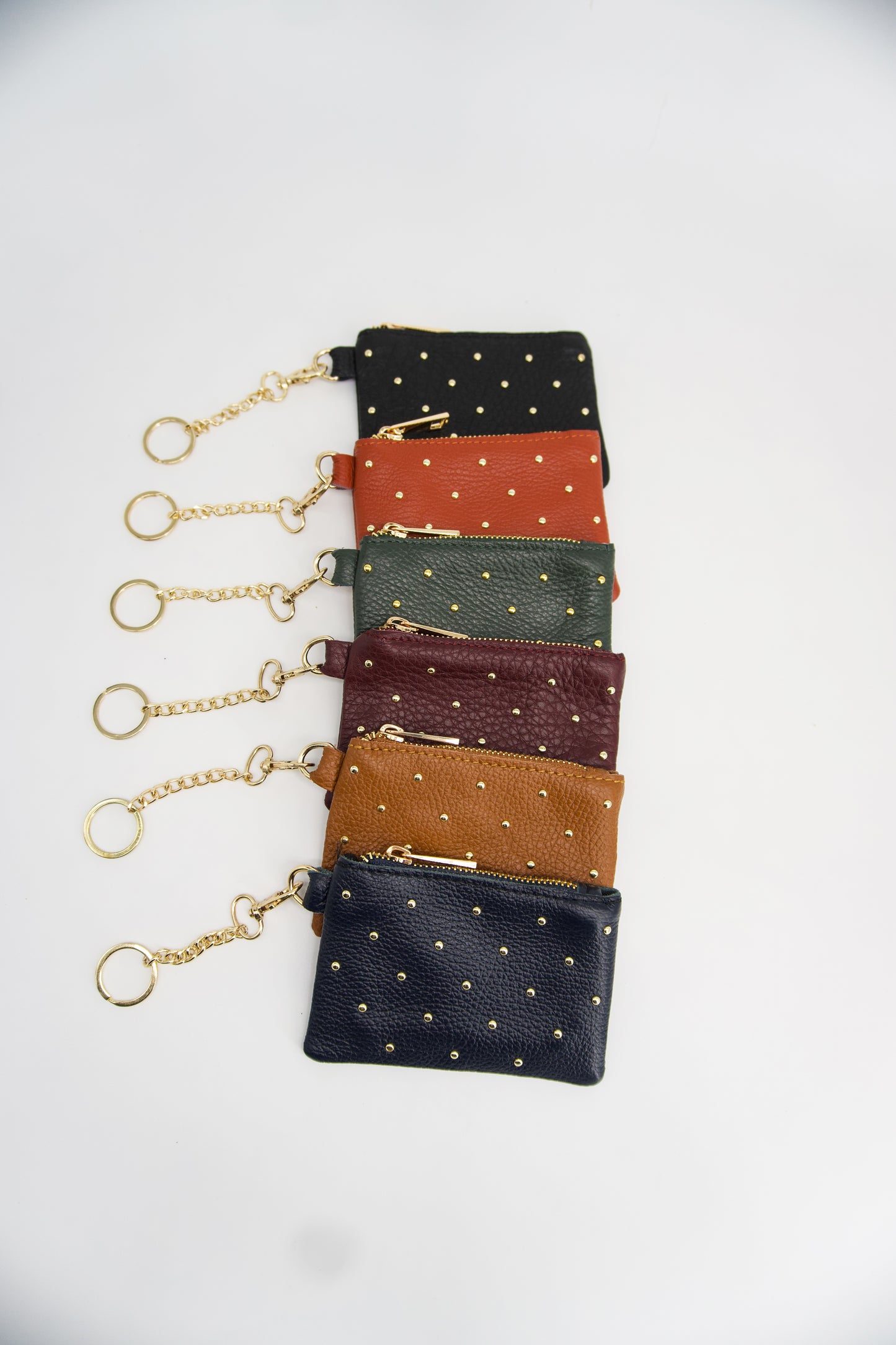 Luna Stud Detail Leather Coin Pouch