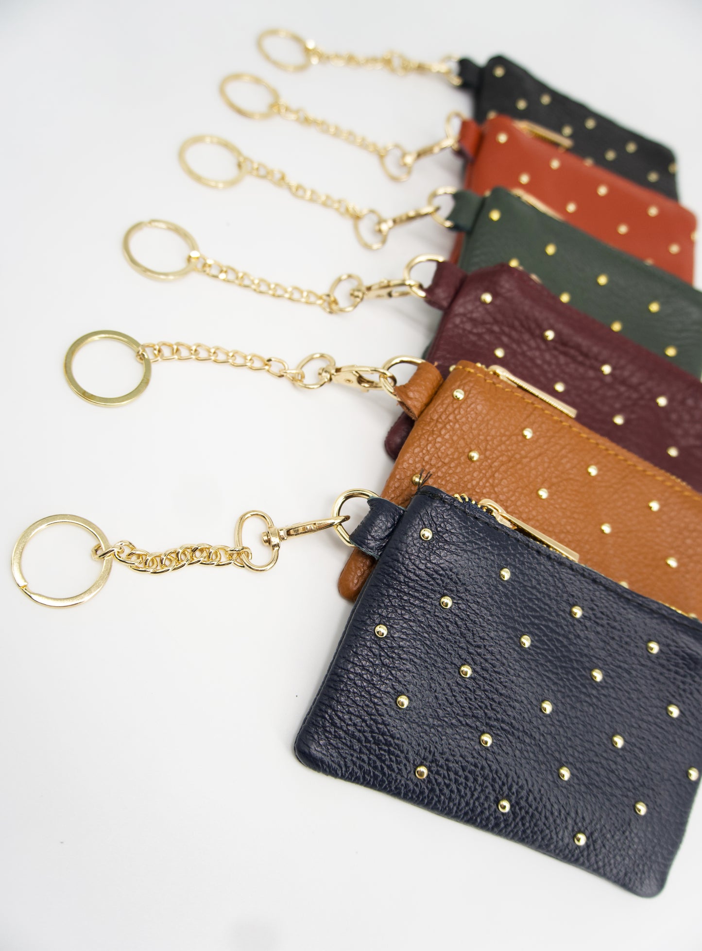 Luna Stud Detail Leather Coin Pouch