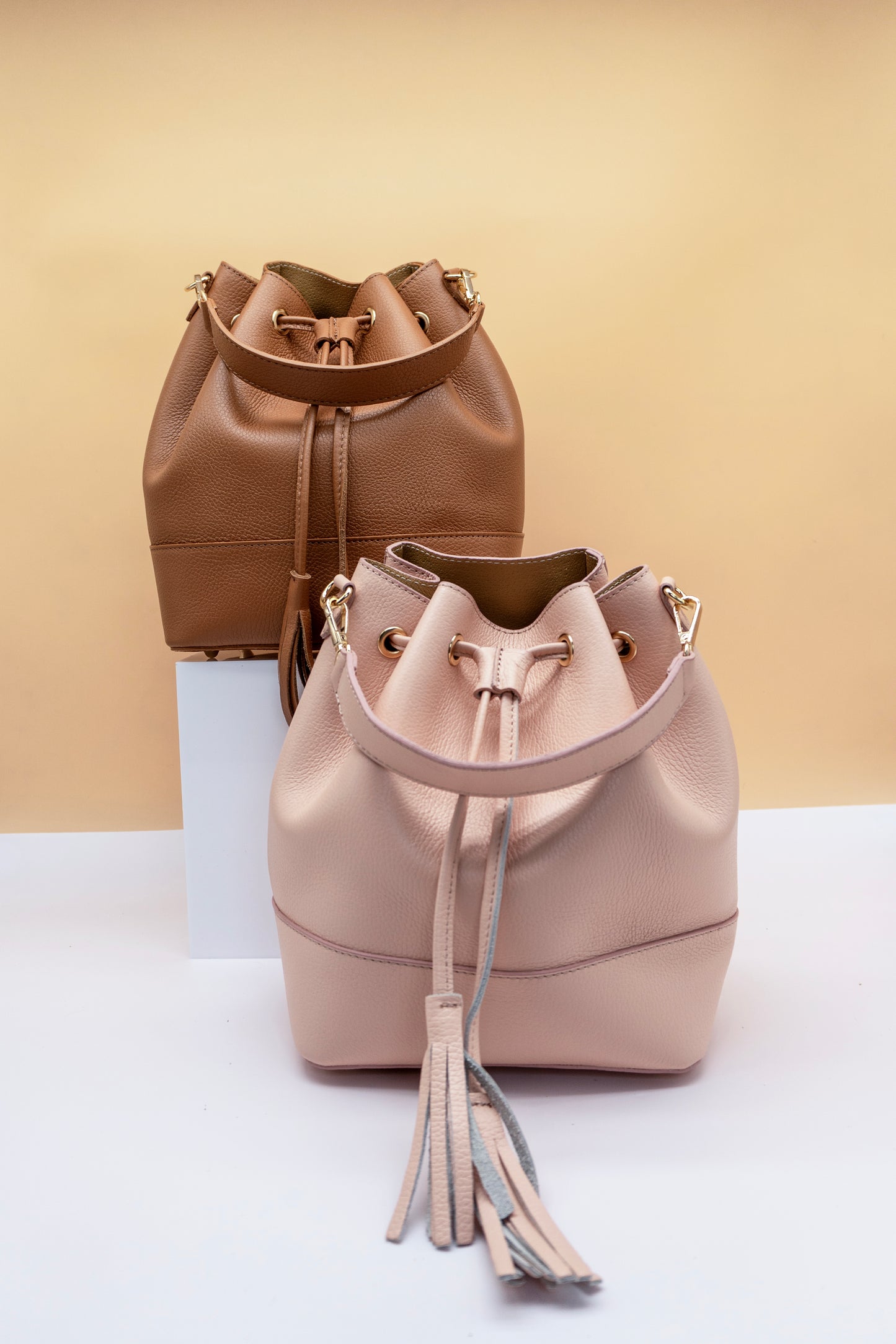 Eli Italian Leather Bucket Bag