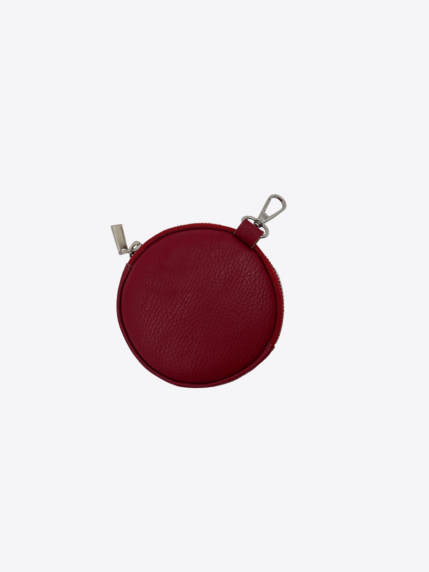 Italian Leather Round Coin Purse Keychain