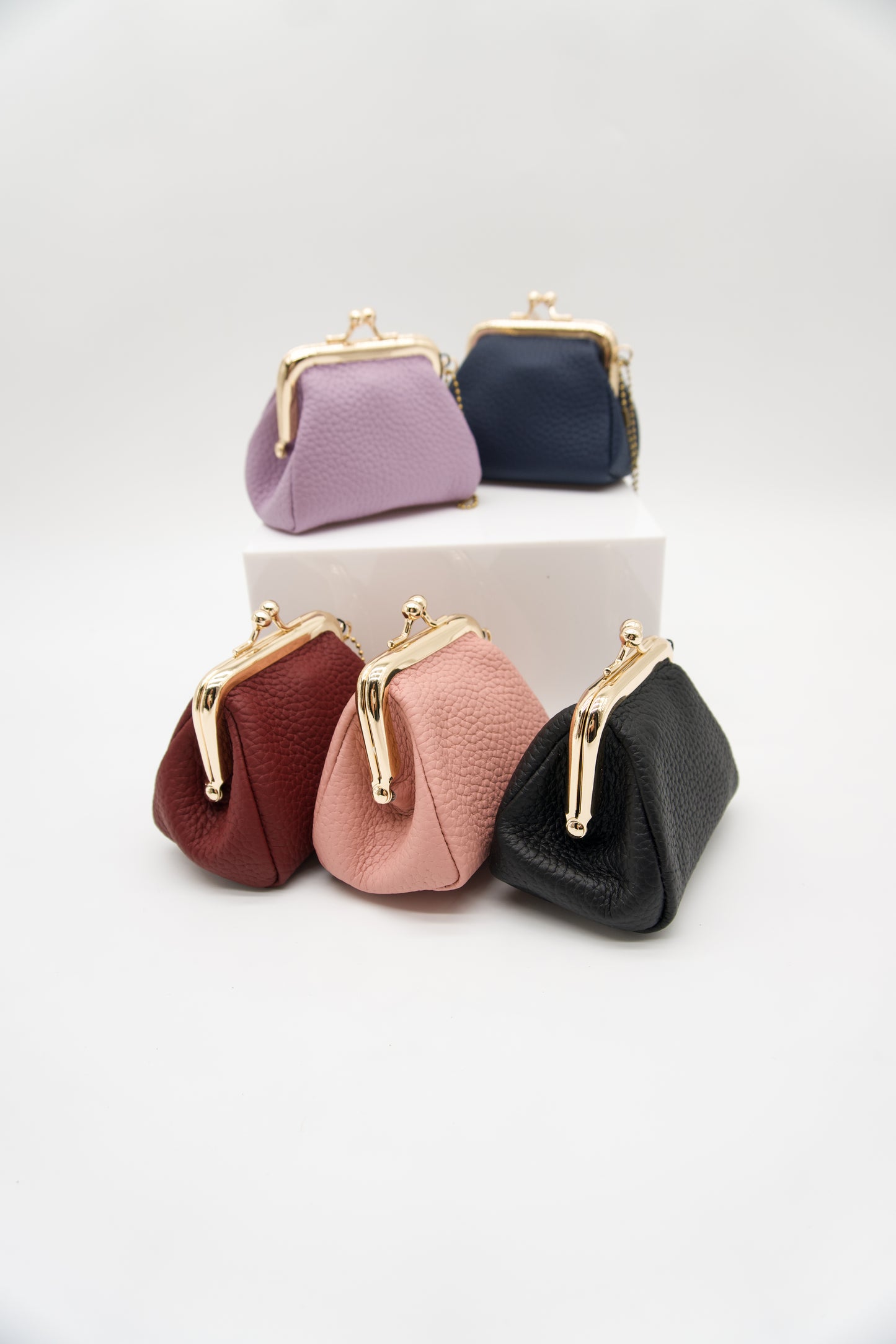 Italian Leather Kiss Lock Coin Purse