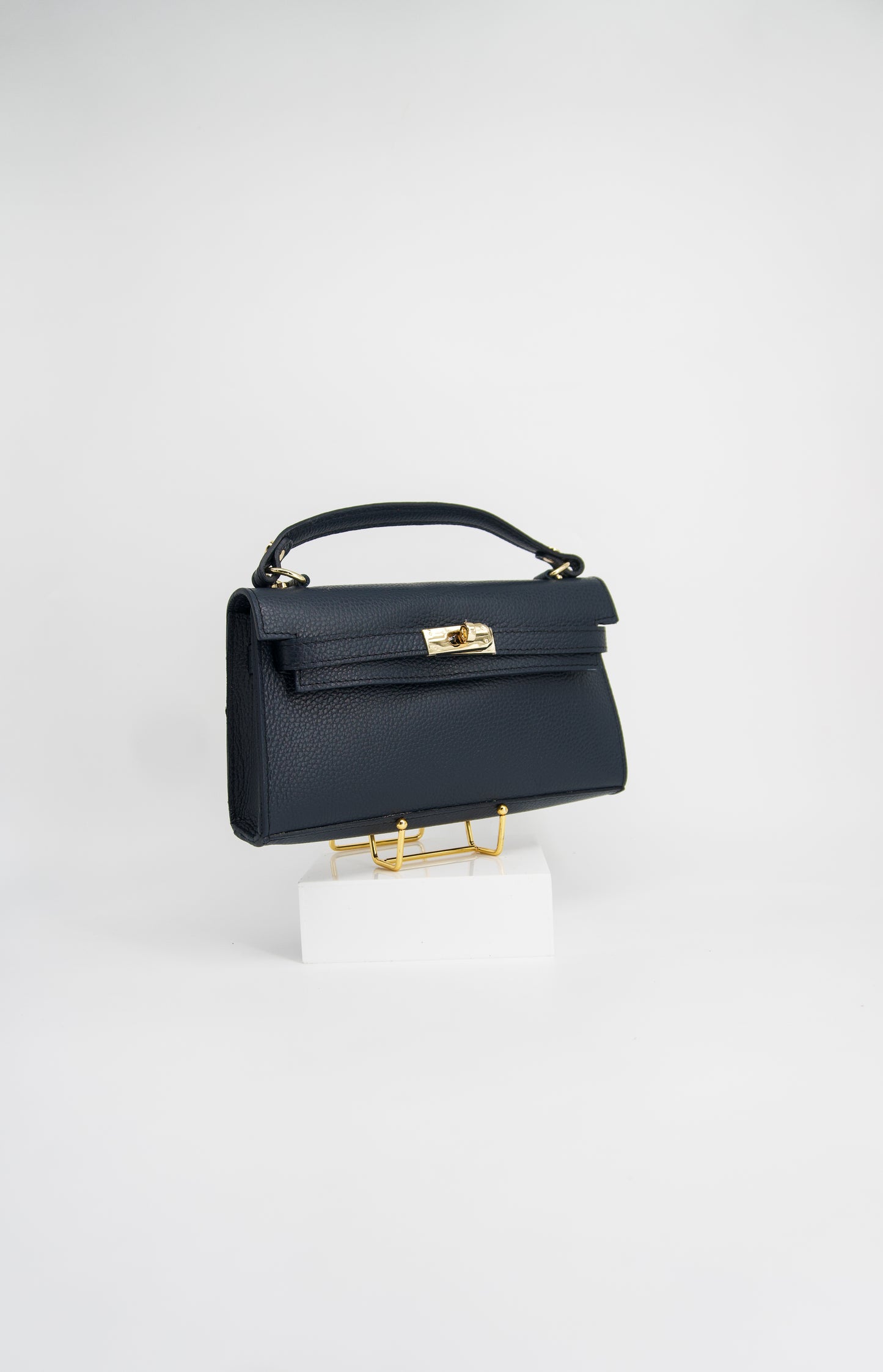 Viola Top Handle Turn Clasp Italian Leather Bag