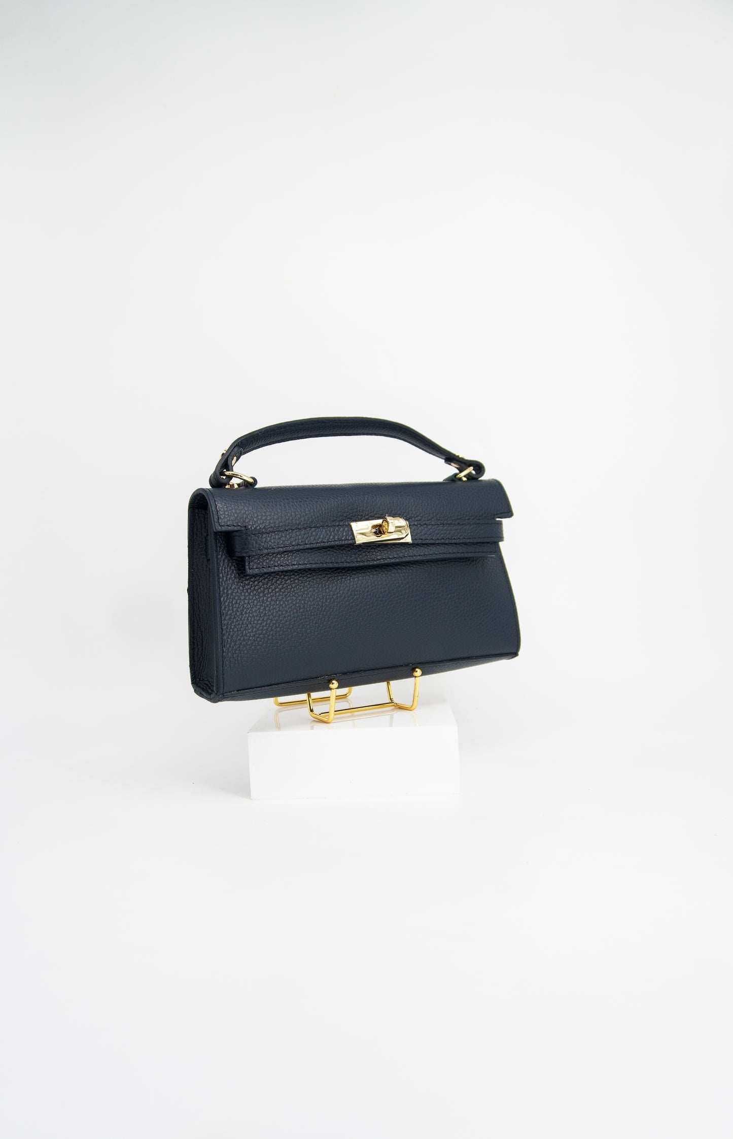 Viola Top Handle Turn Clasp Italian Leather Bag
