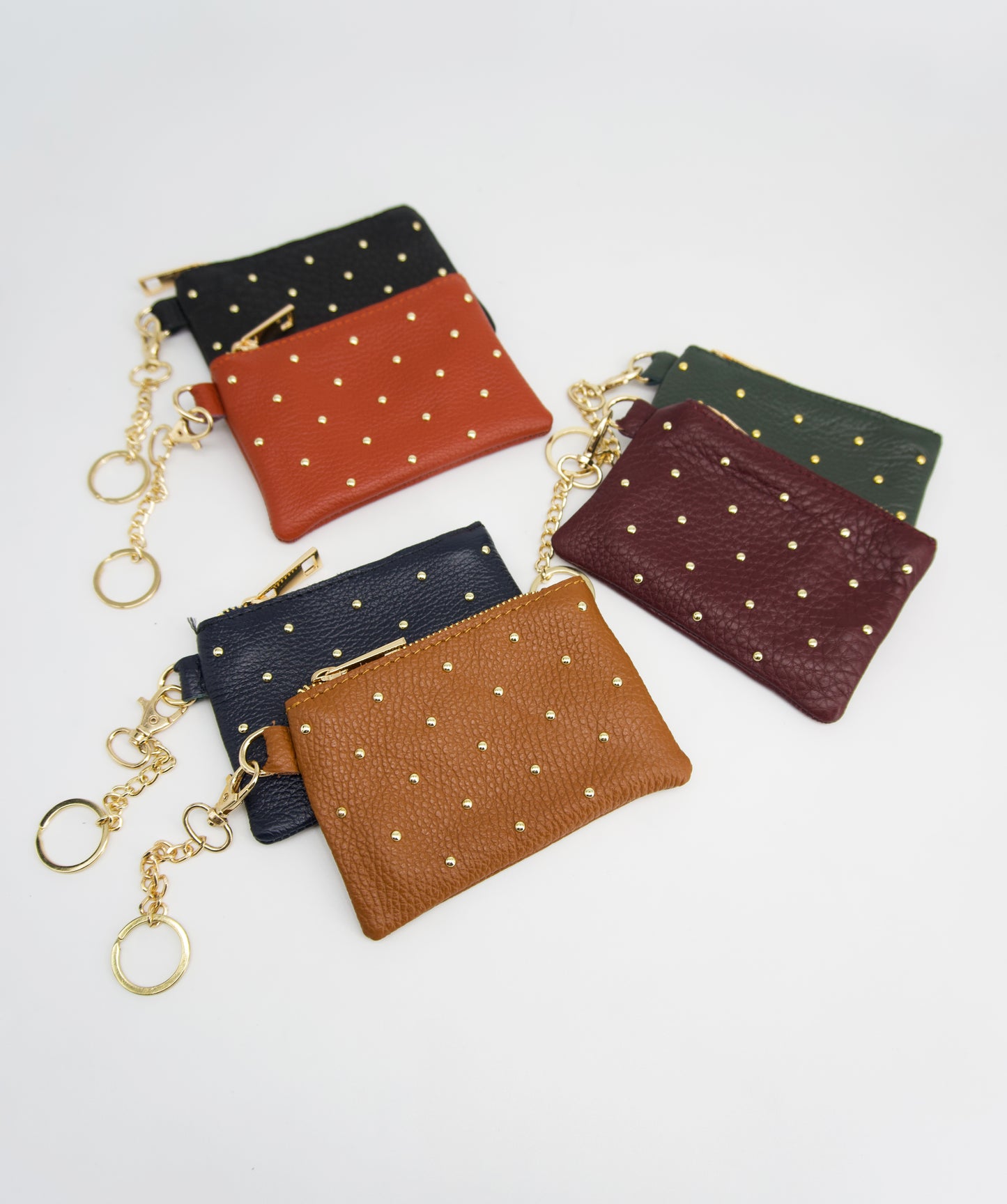 Luna Stud Detail Leather Coin Pouch