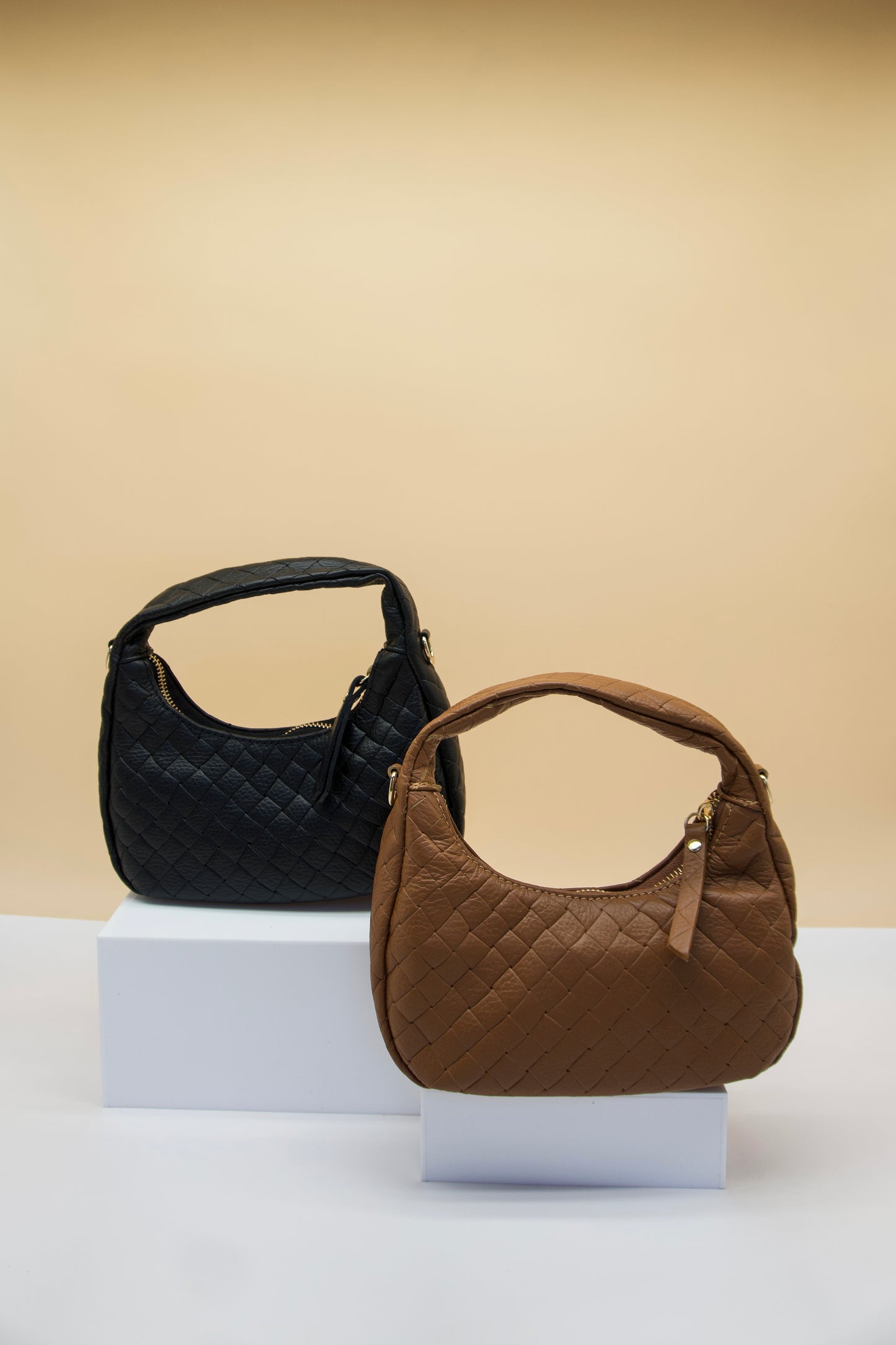 Perla Quillted Cresent Italian Leather Bag