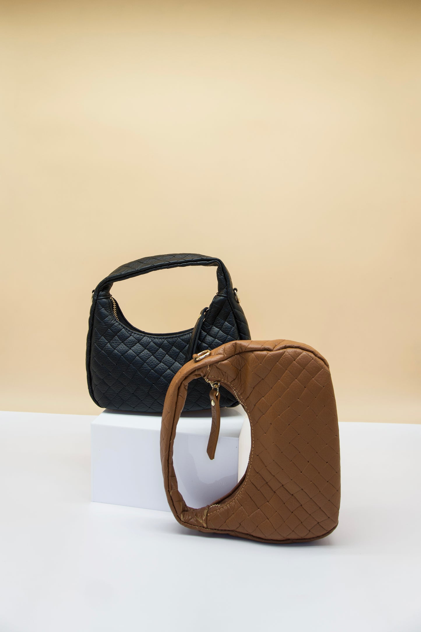Perla Quillted Cresent Italian Leather Bag