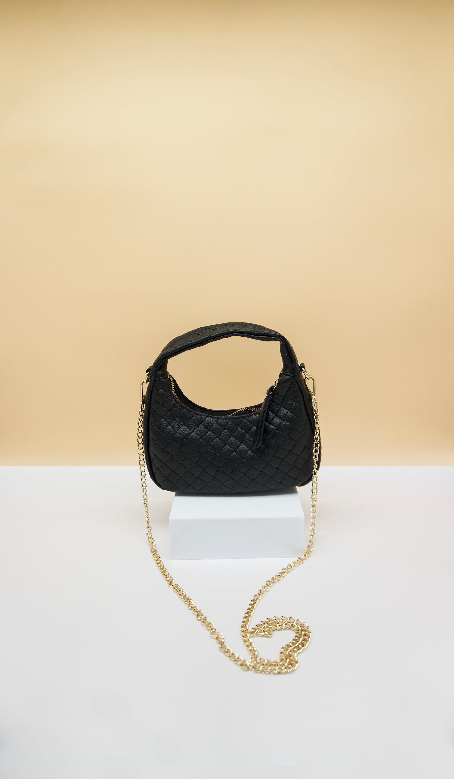 Perla Quillted Cresent Italian Leather Bag