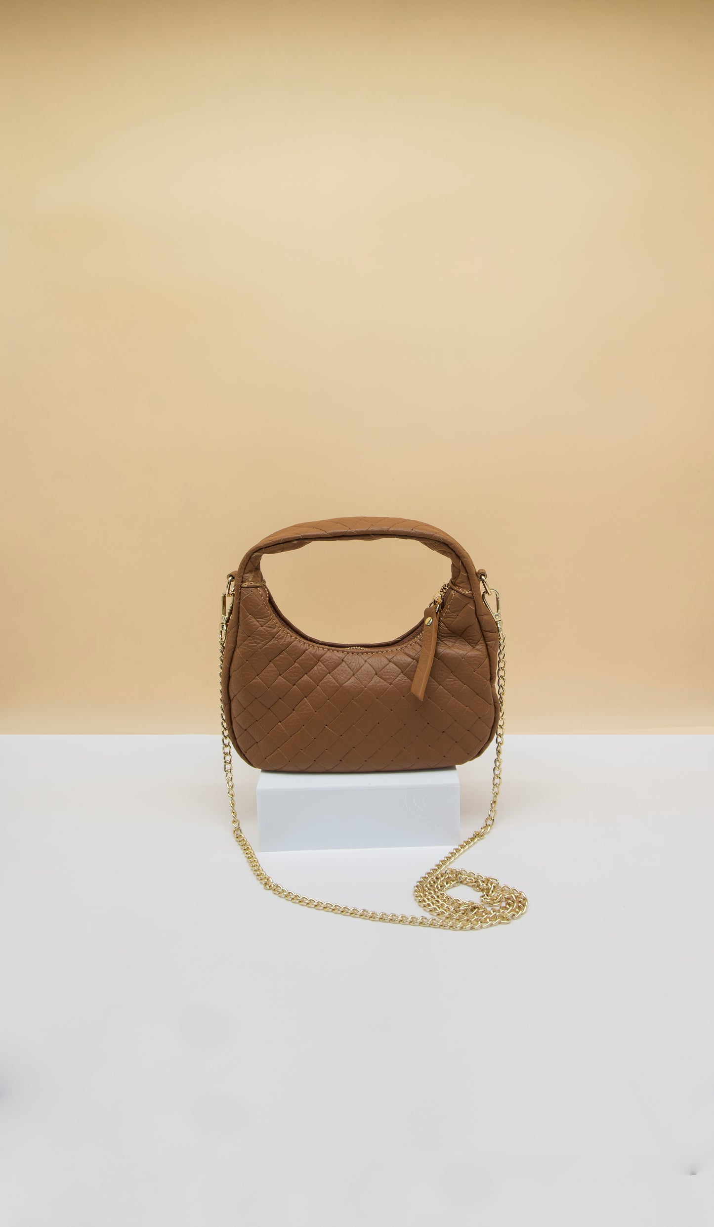 Perla Quillted Cresent Italian Leather Bag