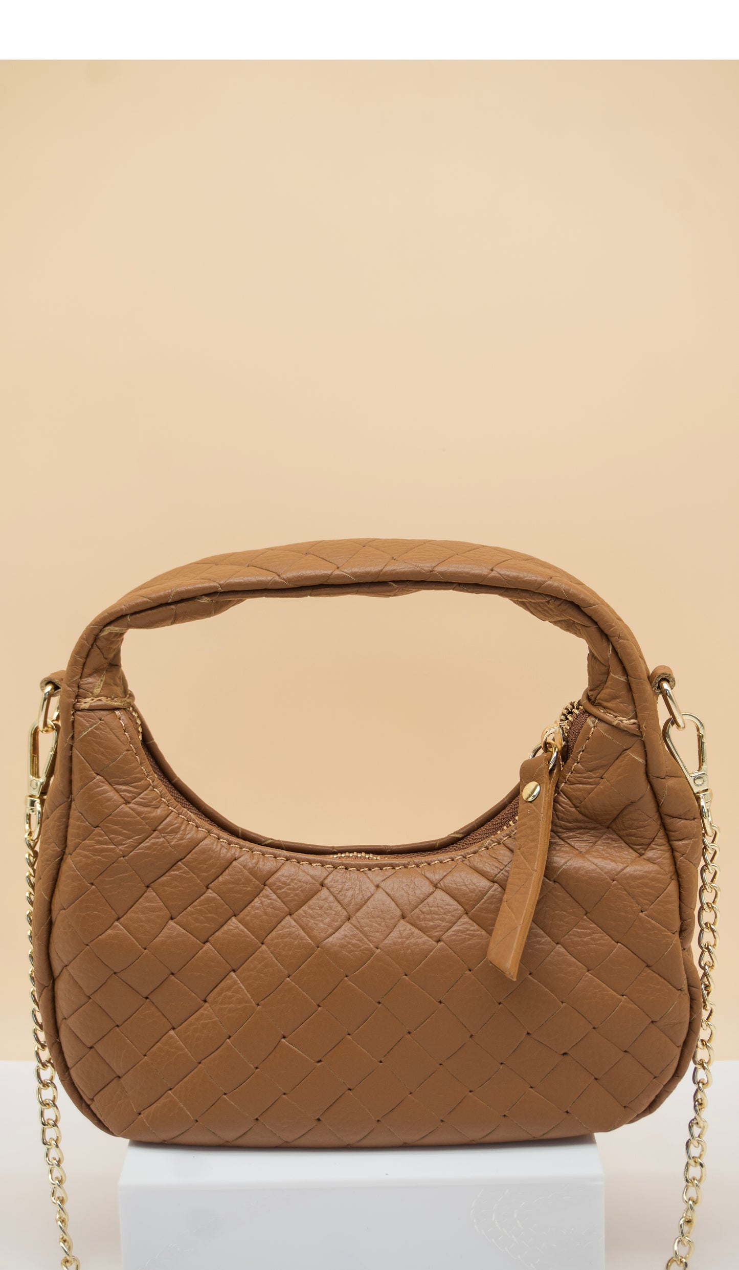 Perla Quillted Cresent Italian Leather Bag