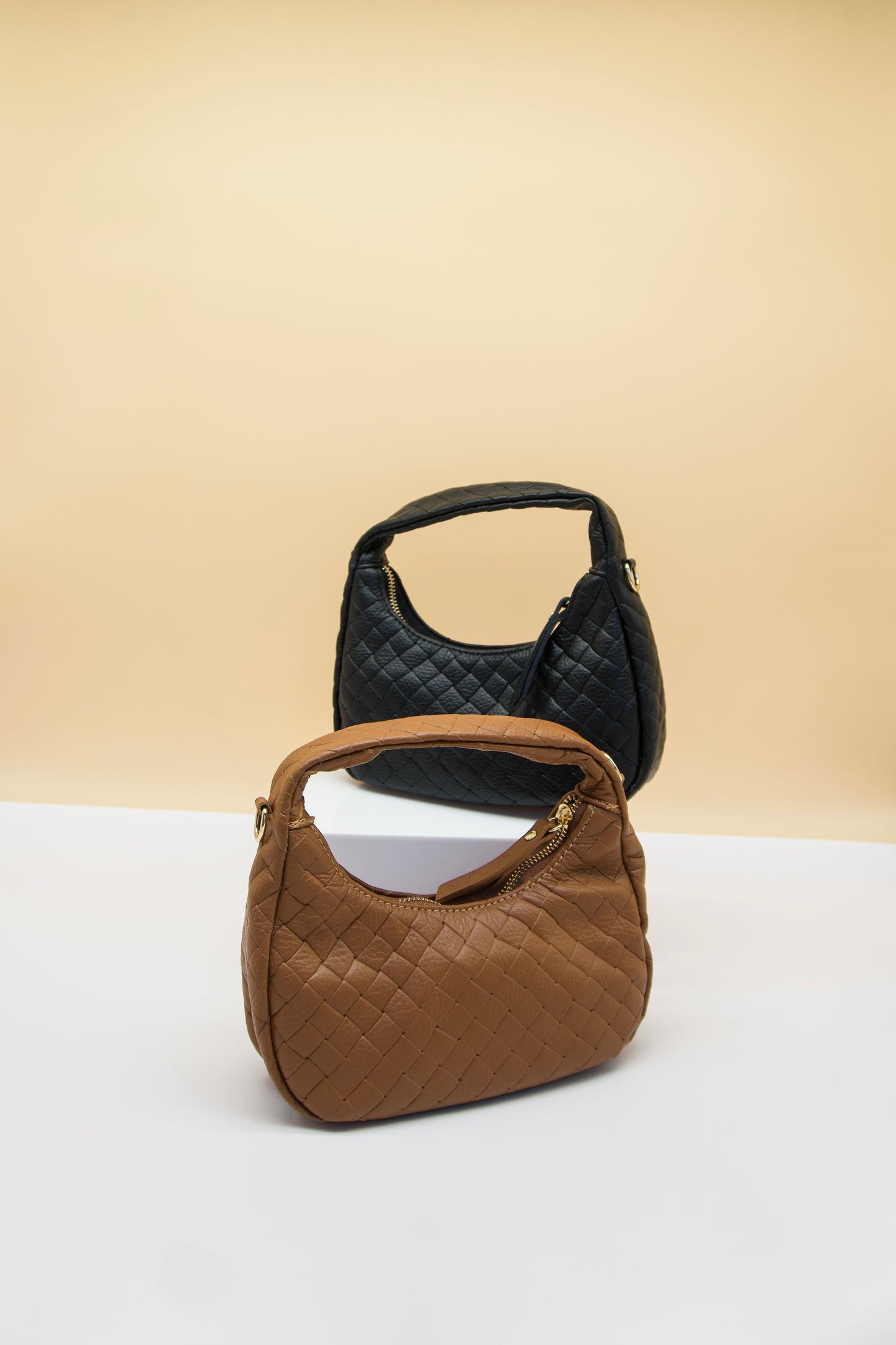 Perla Quillted Cresent Italian Leather Bag
