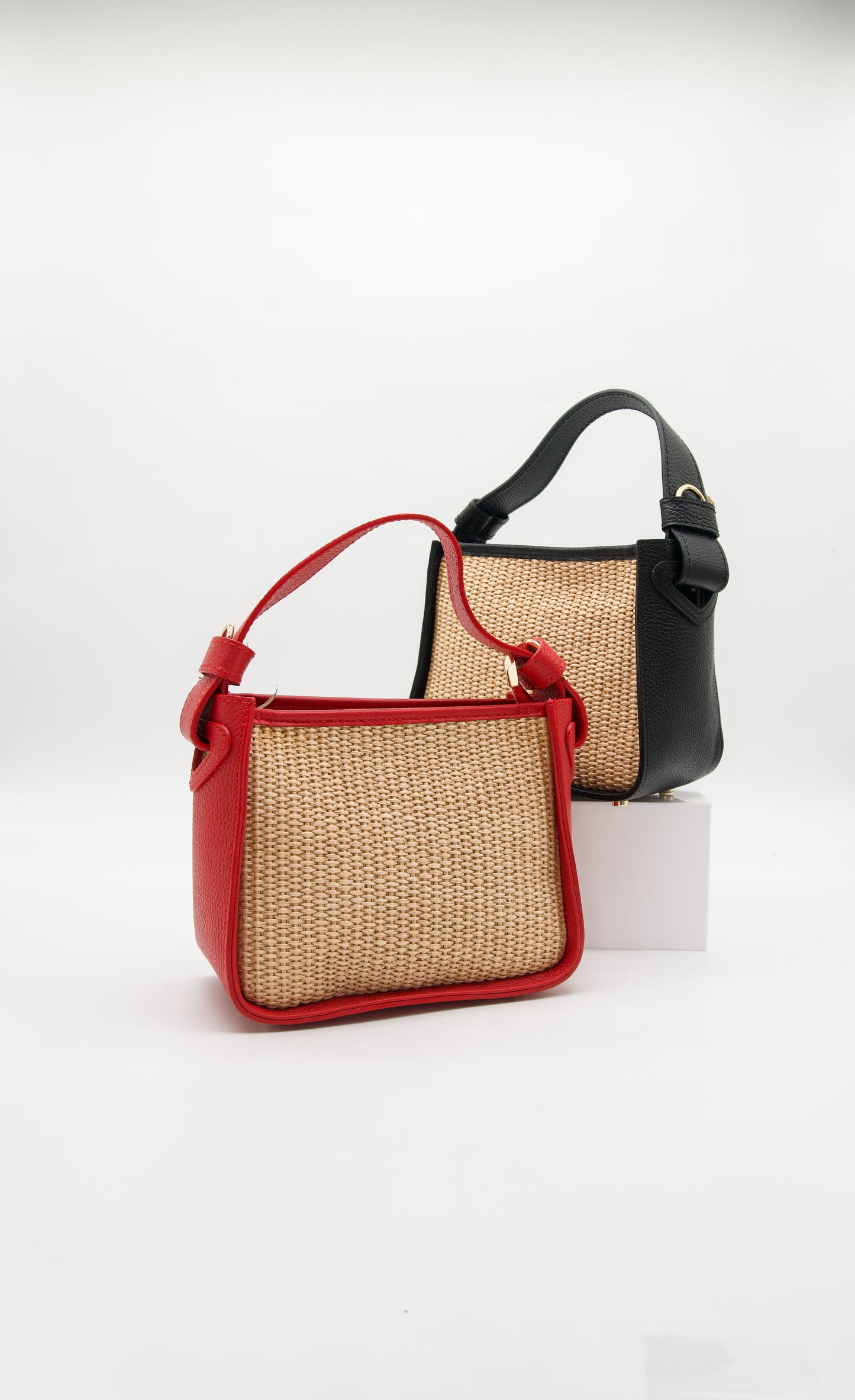 Francesca Raffia & Leather Top Handle Bag