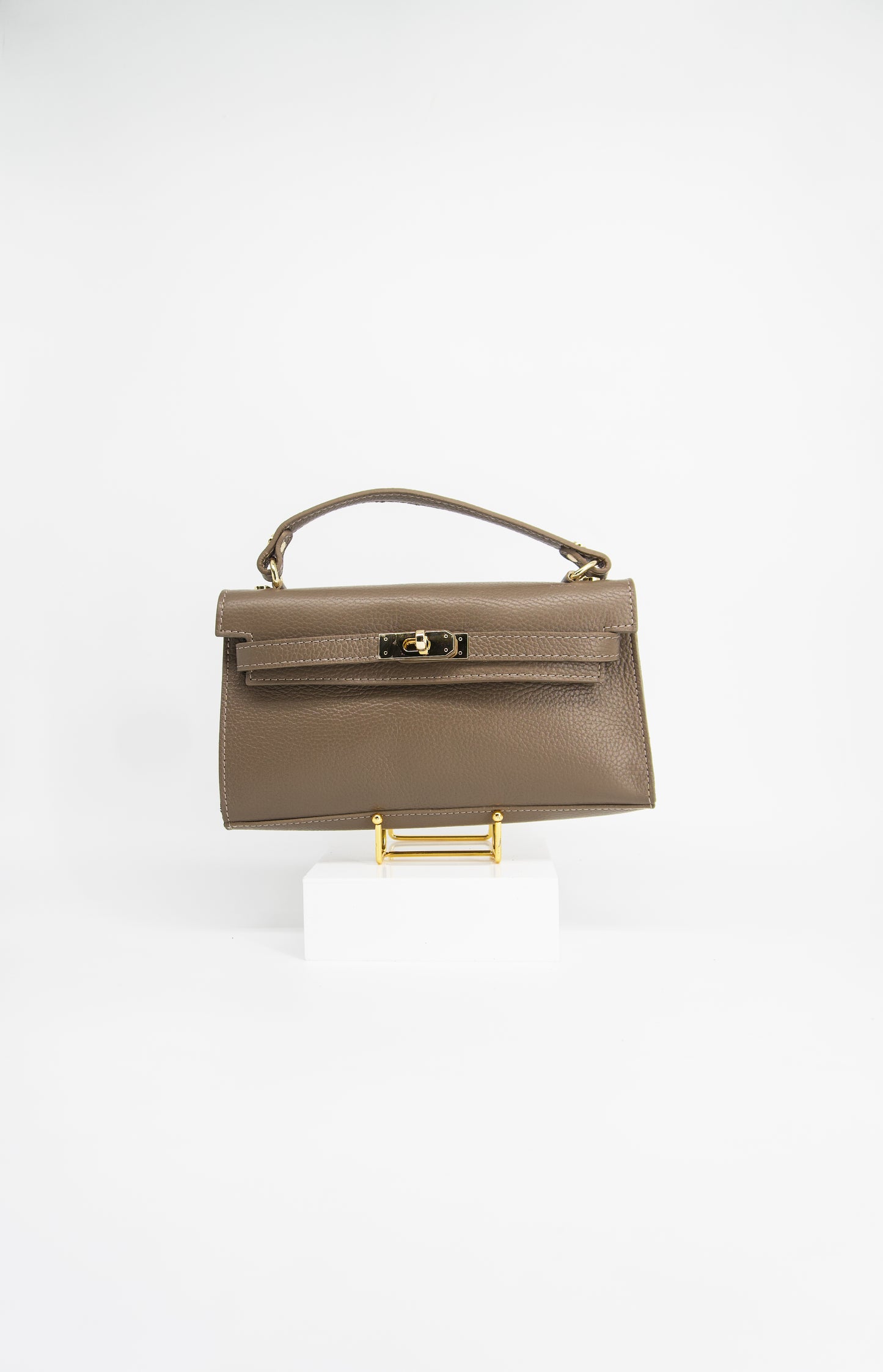 Viola Top Handle Turn Clasp Italian Leather Bag