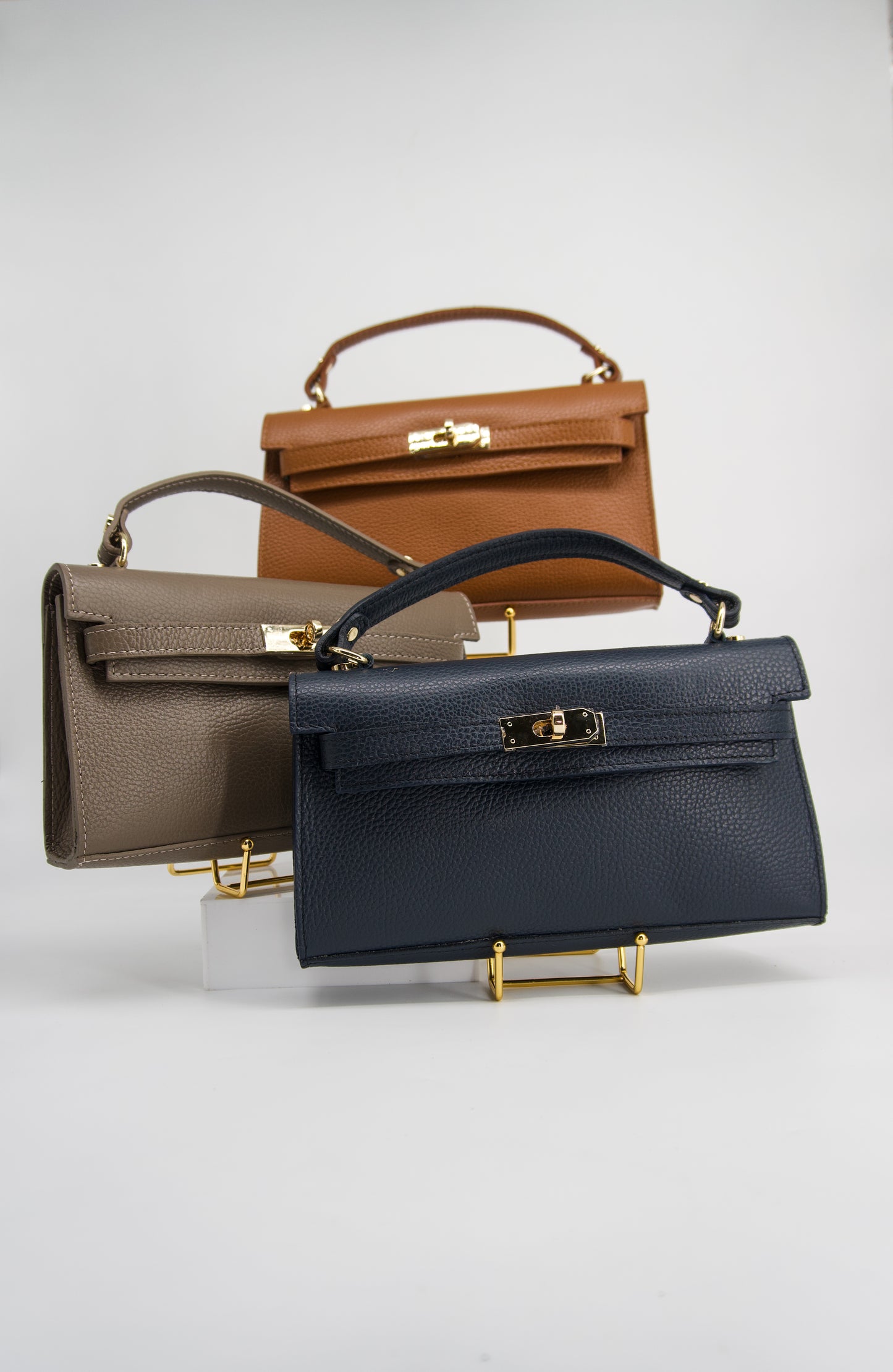 Viola Top Handle Turn Clasp Italian Leather Bag