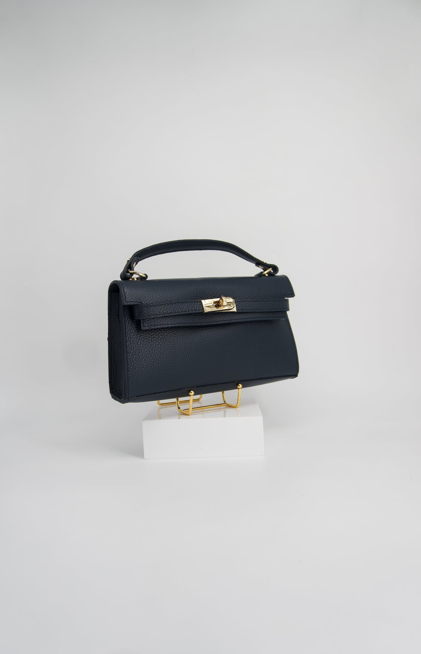Viola Top Handle Turn Clasp Italian Leather Bag
