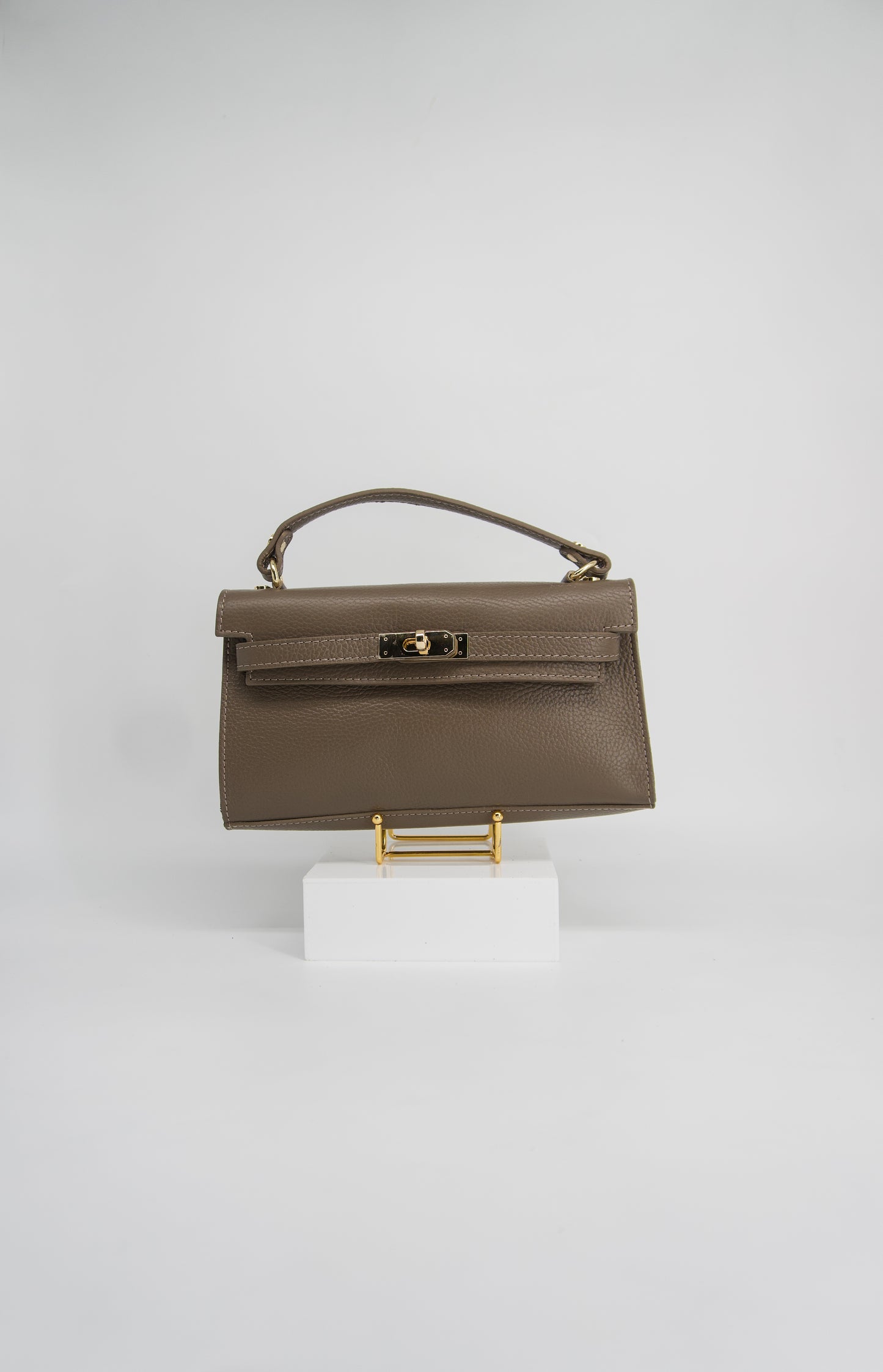 Viola Top Handle Turn Clasp Italian Leather Bag