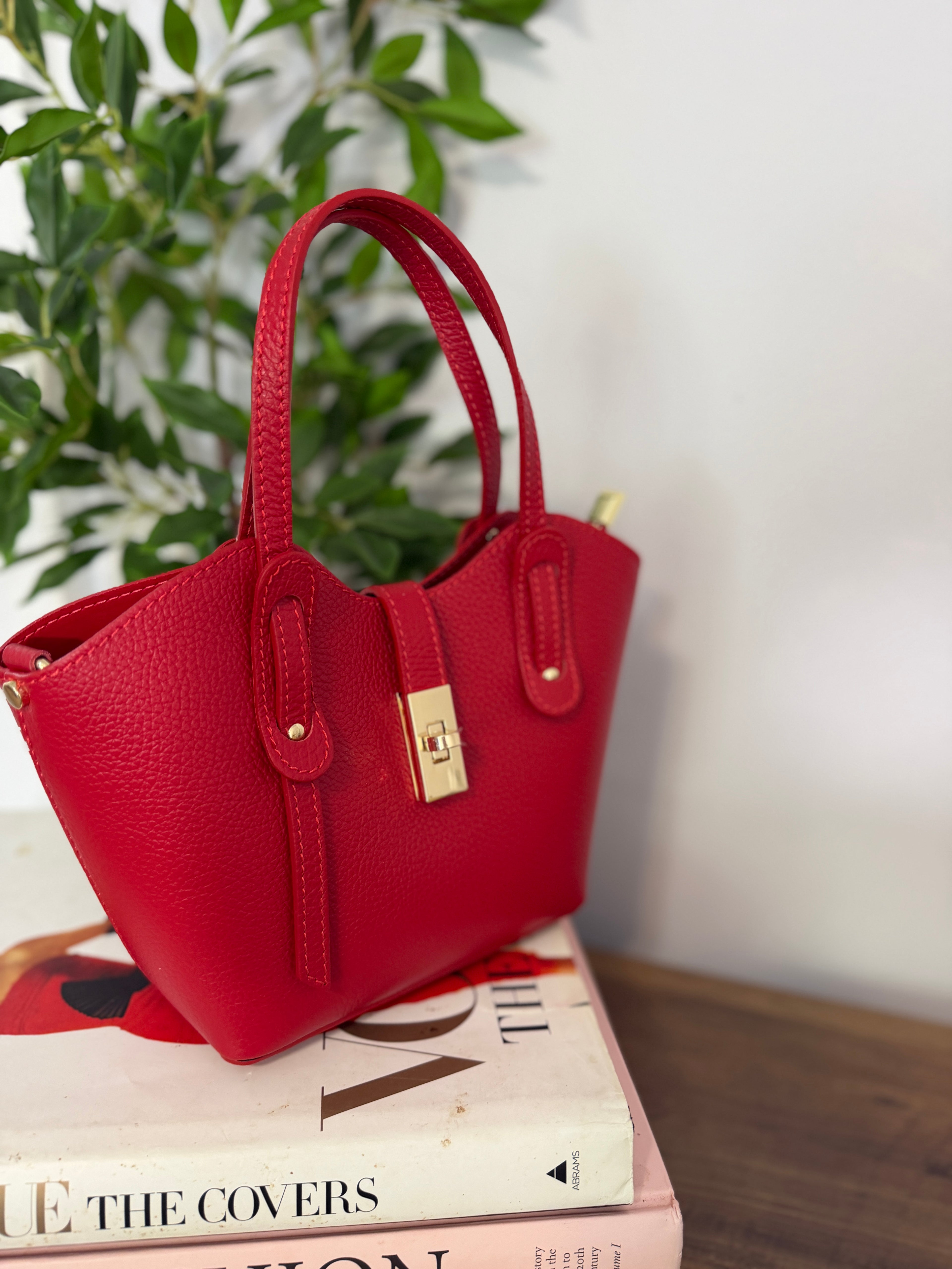 Bella Italian Leather Turn Clasp Bag