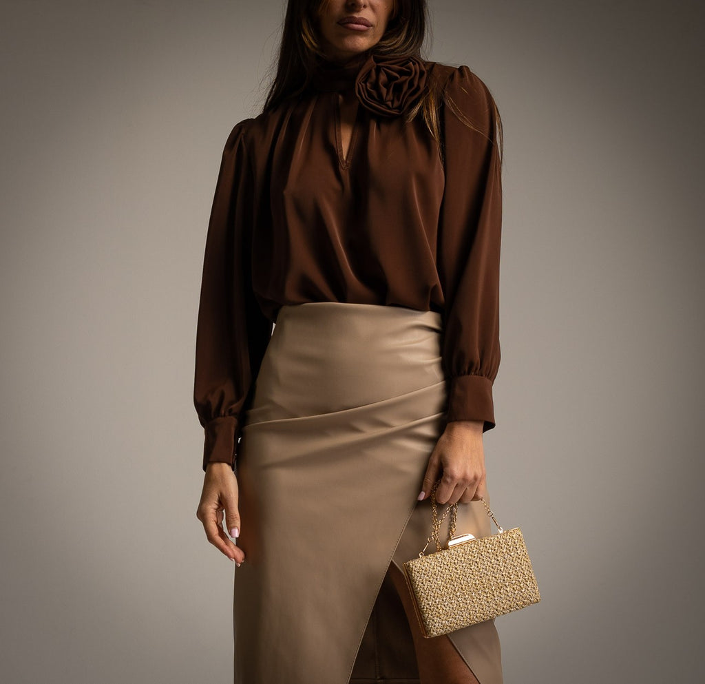 brown rosette detail top front