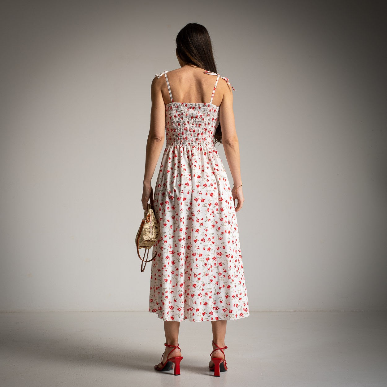 Floral Corset Detail Midi Dress