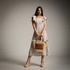 Gingham Ruffle Sleeve Midi Dress