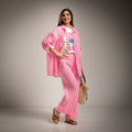pink stripe shirt set 