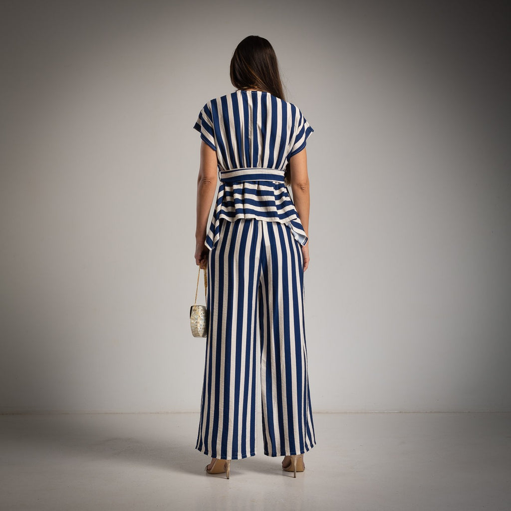 Capri Asymmetrical Top Stripe Set in Blue