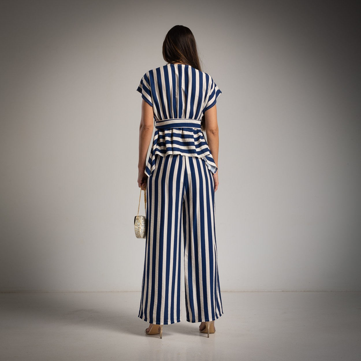 Capri Asymmetrical Top Stripe Set in Blue