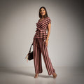 Capri Asymmetrical Top Stripe Set in Pink