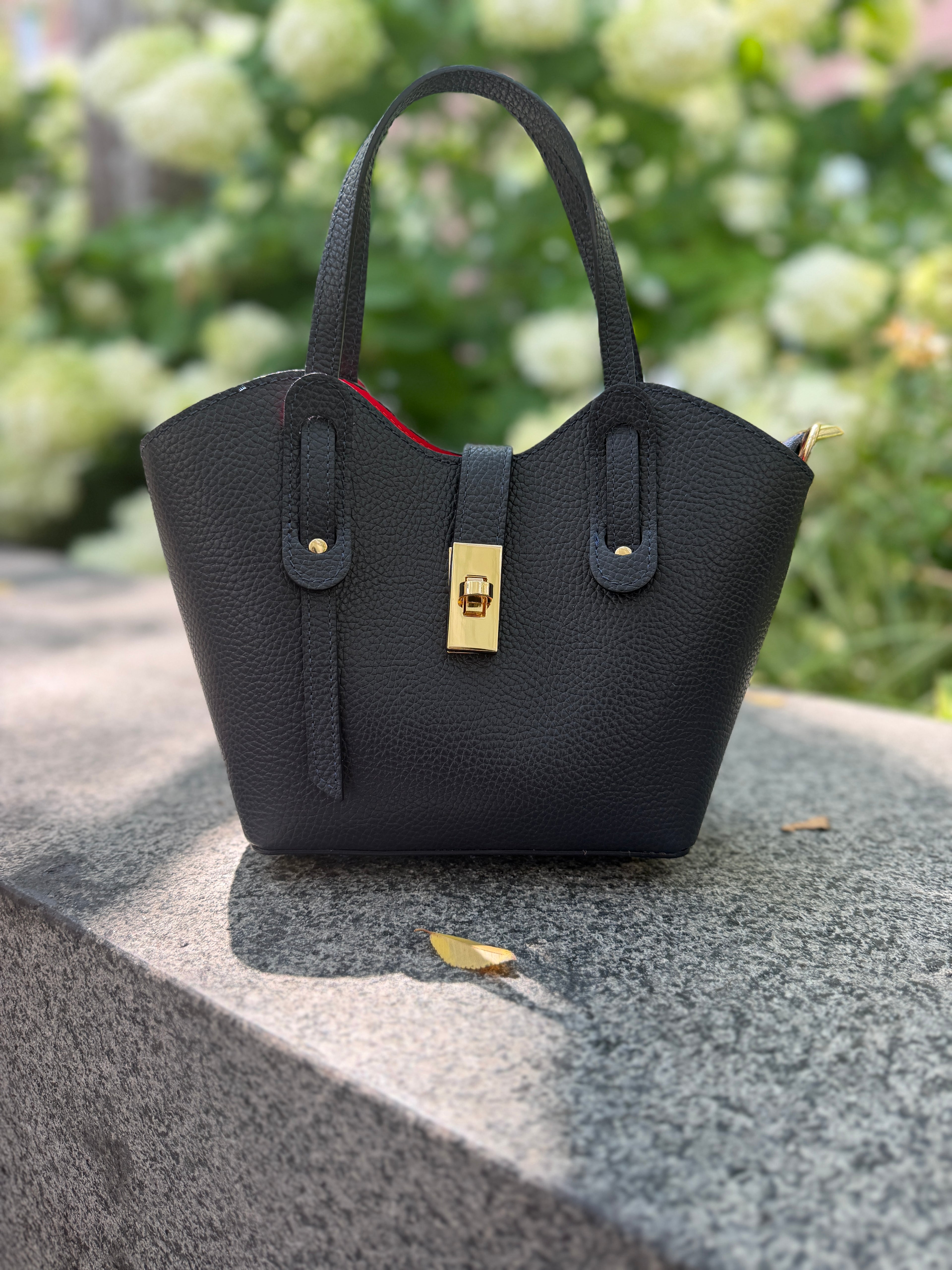 Bella Italian Leather Turn Clasp Bag