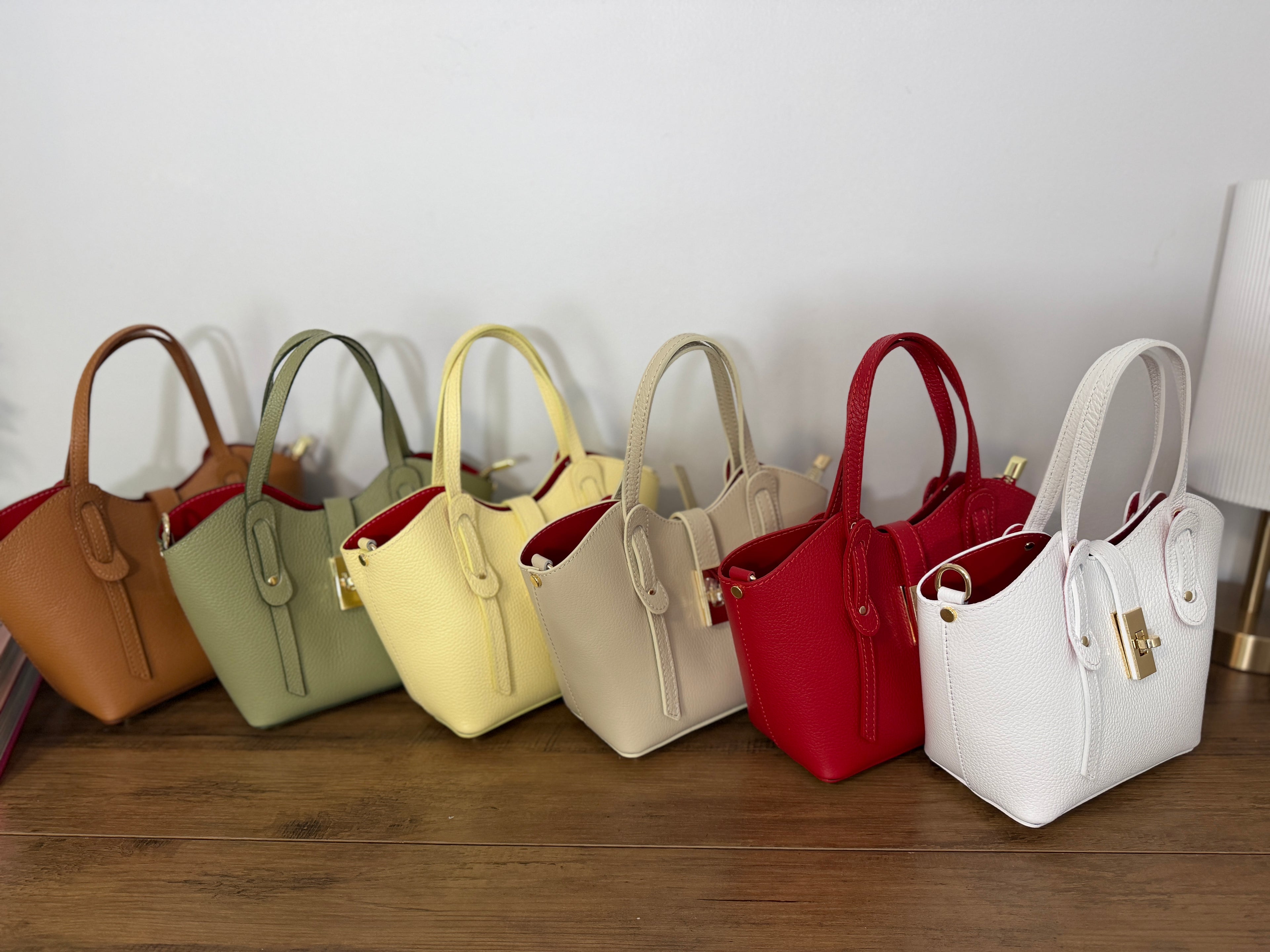 Bella Italian Leather Turn Clasp Bag