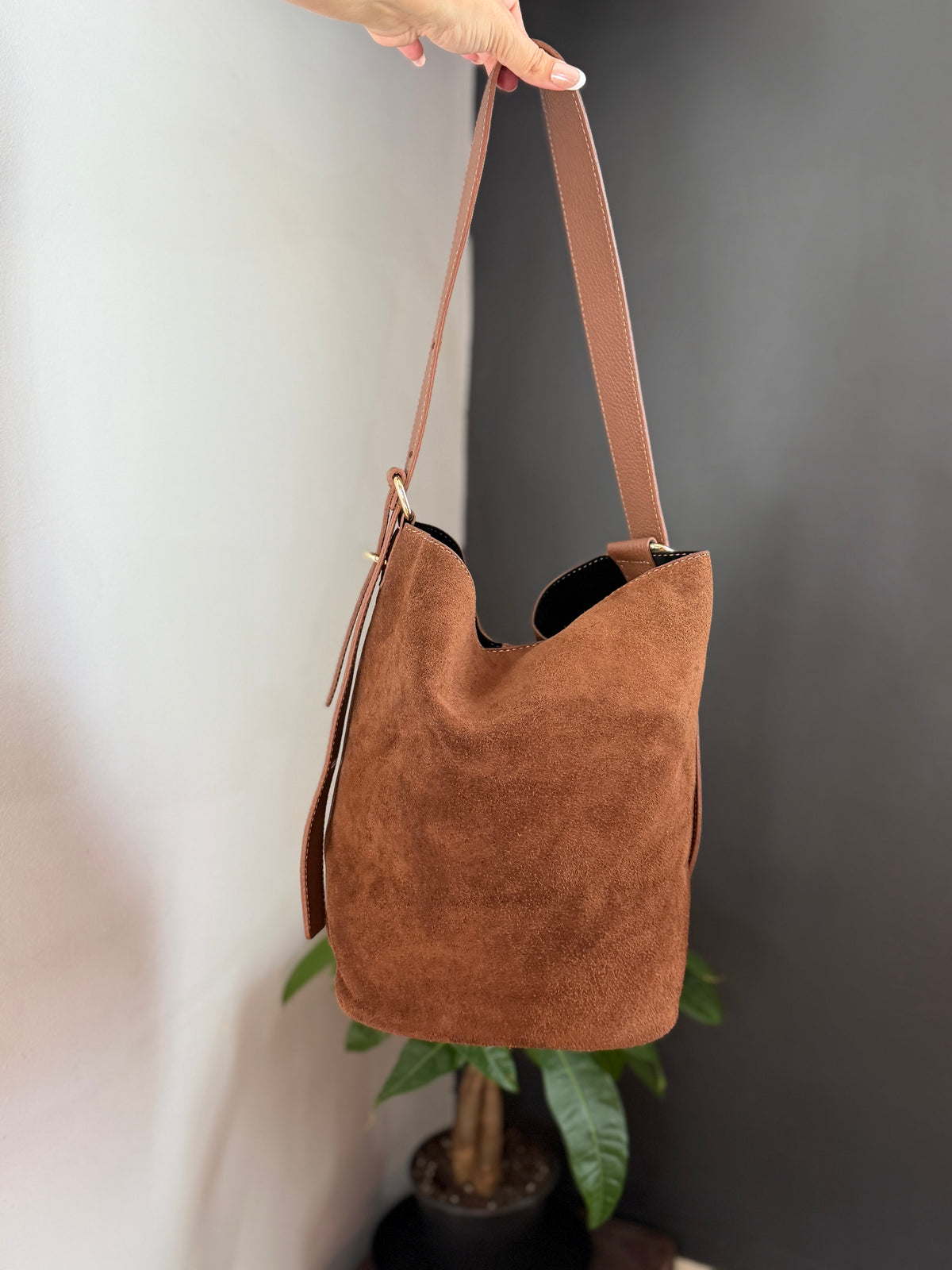 Mariella Italian Suede Bucket bag