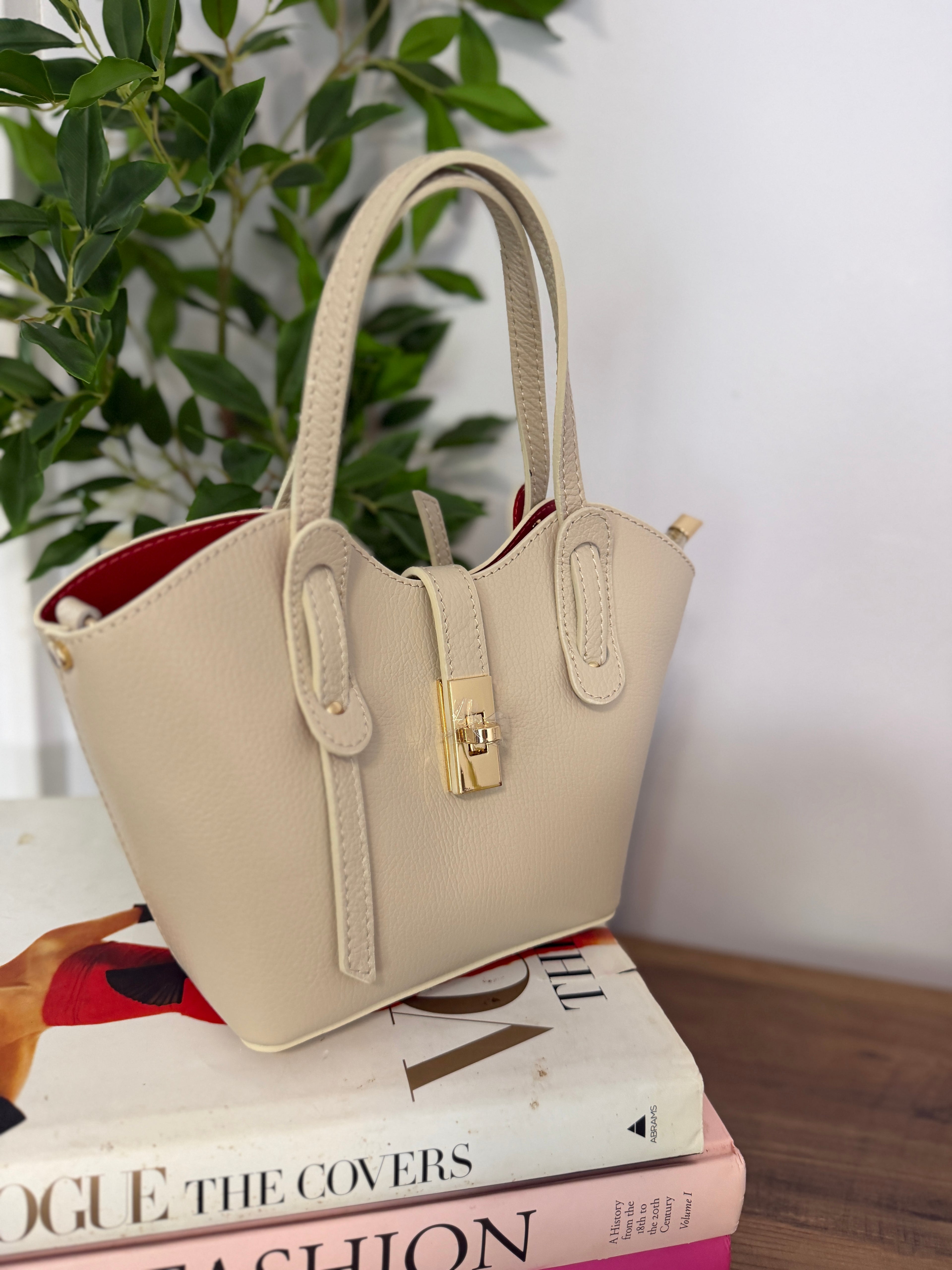 Bella Italian Leather Turn Clasp Bag
