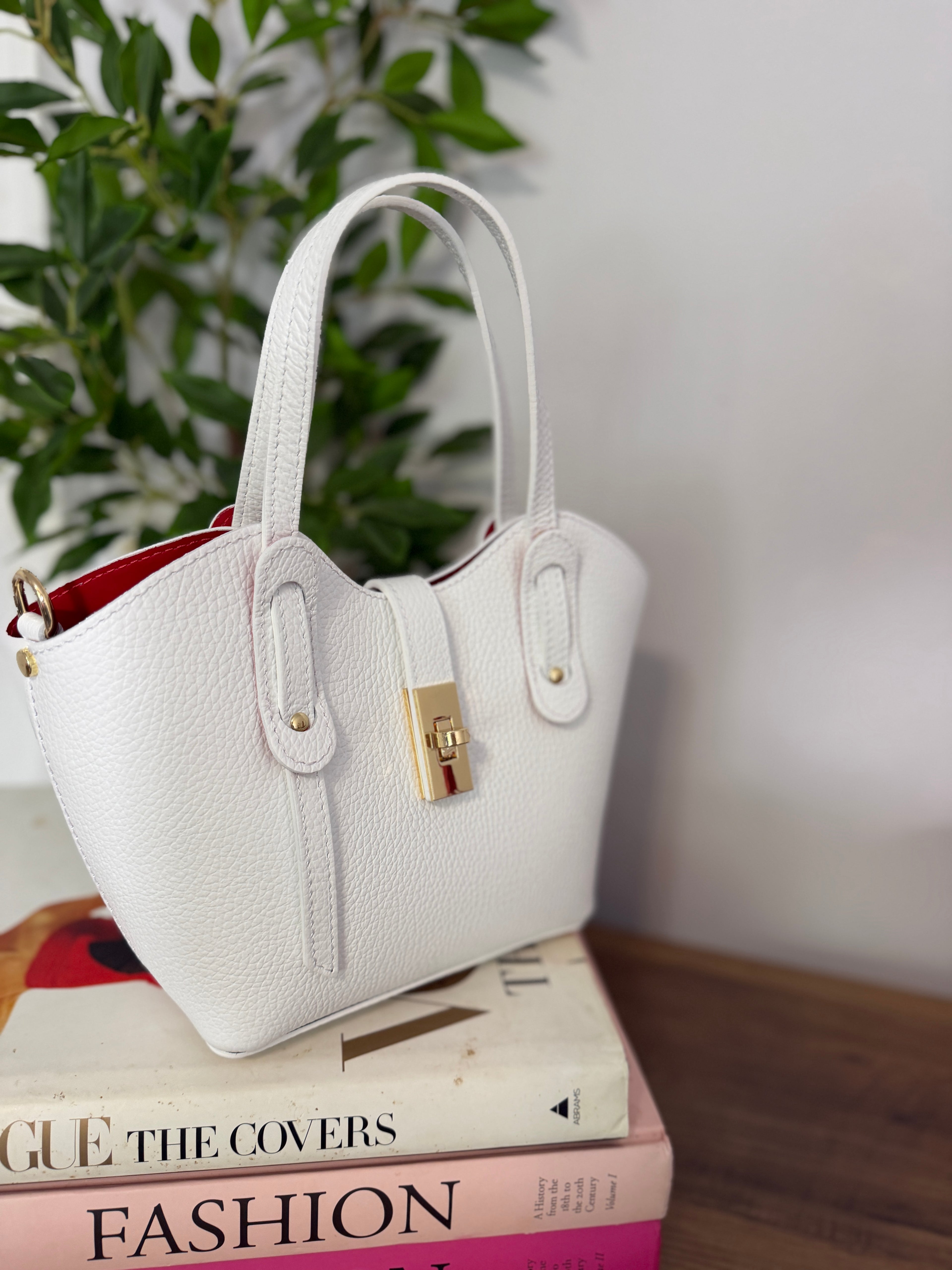 Bella Italian Leather Turn Clasp Bag