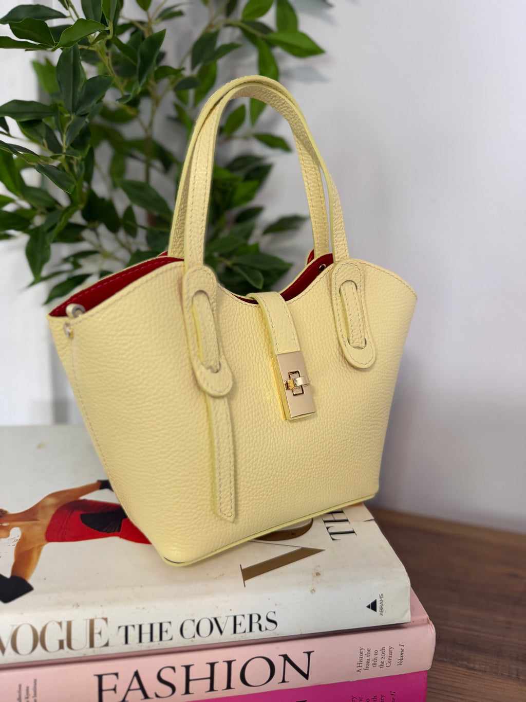 Bella Italian Leather Turn Clasp Bag