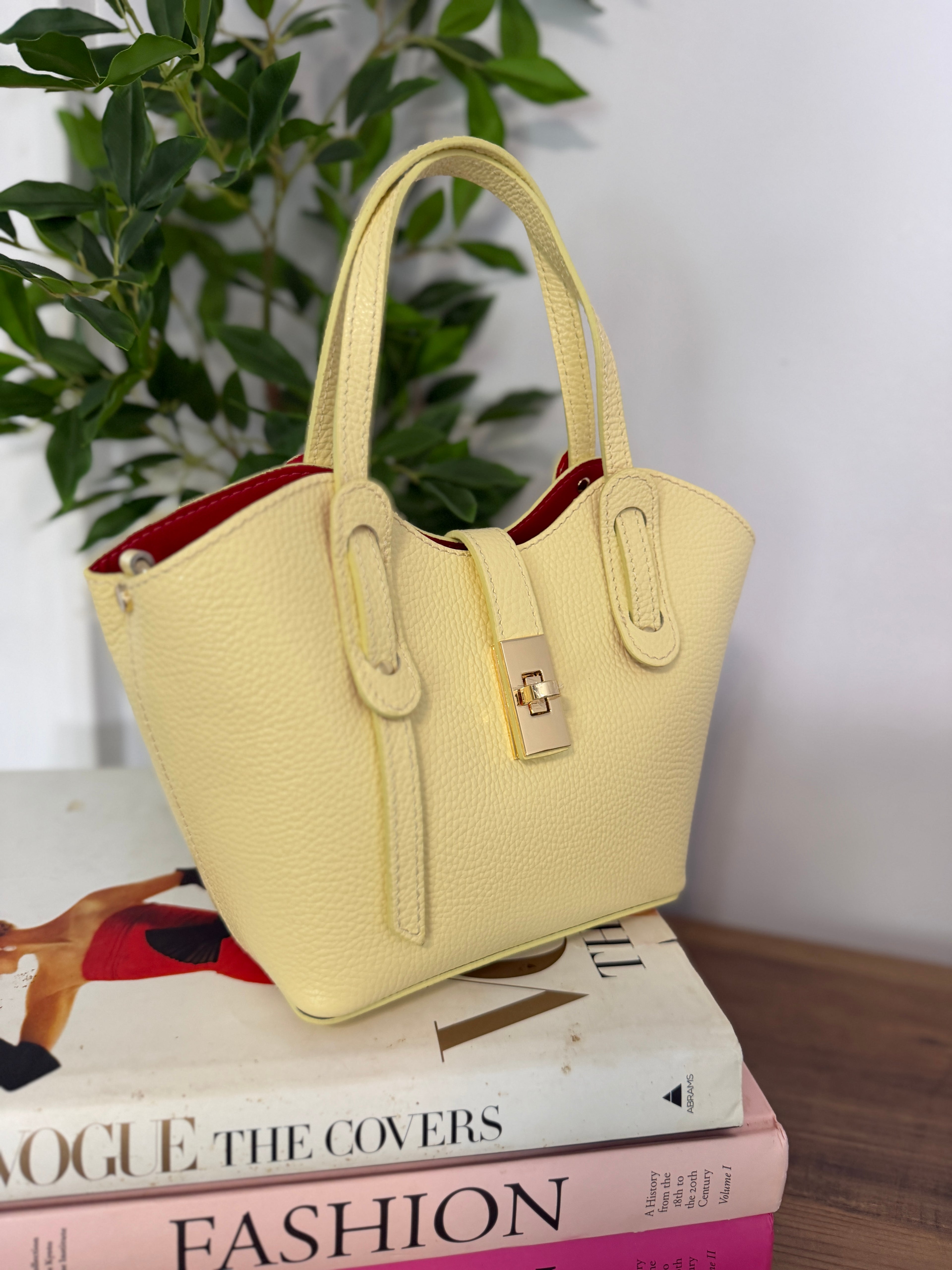 Bella Italian Leather Turn Clasp Bag