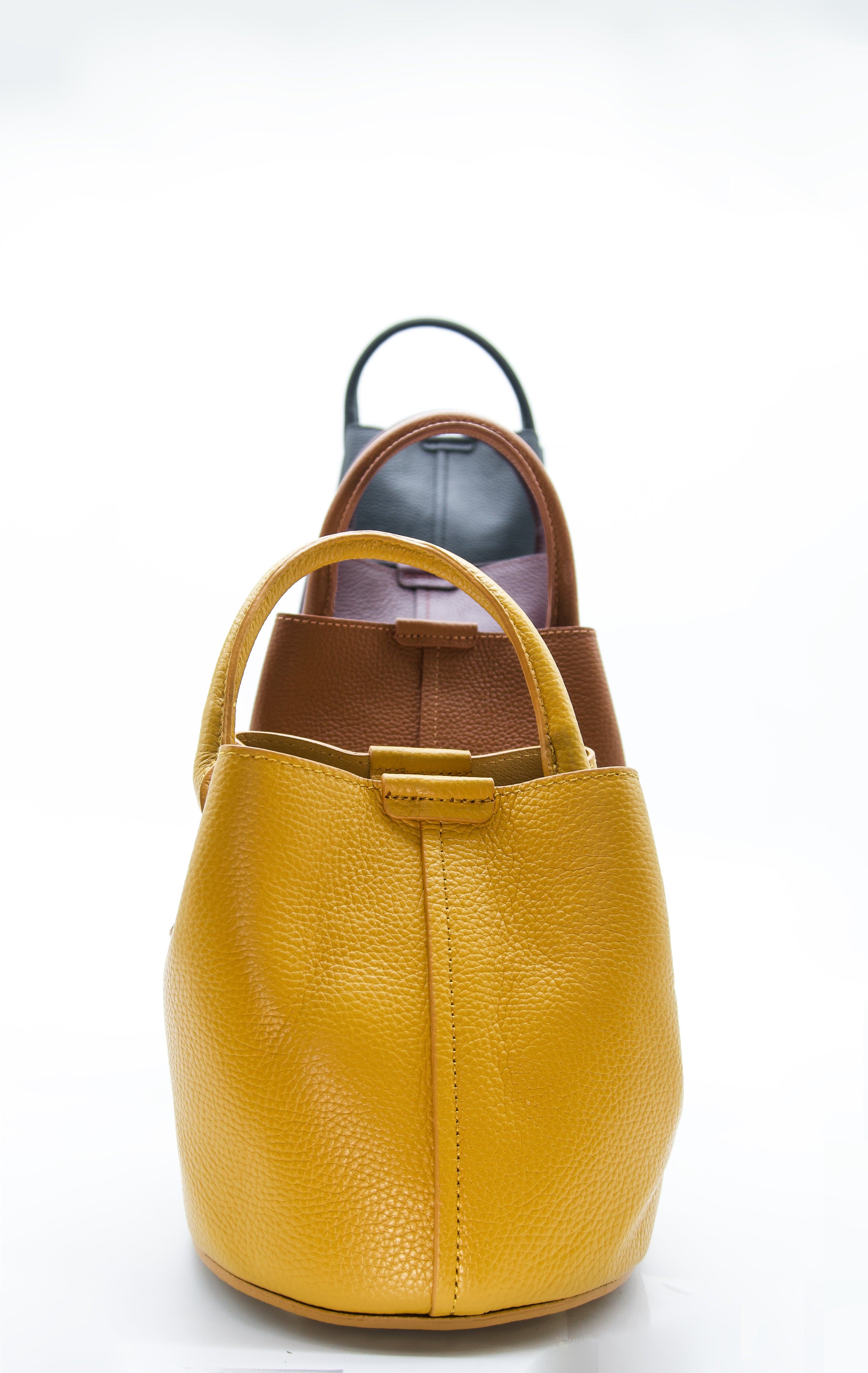 Gabriella Top Handle Italian Leather Bucket Bag