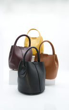 Gabriella Top Handle Italian Leather Bucket Bag