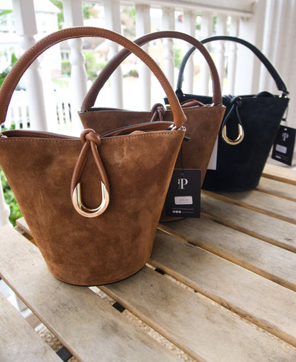 Delfina Italian Suede Bucket Bag