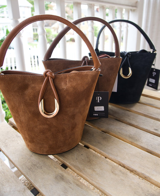 Delfina Italian Suede Bucket Bag