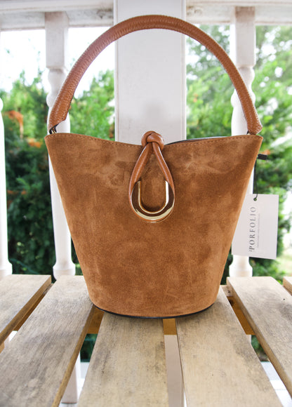 Delfina Italian Suede Bucket Bag