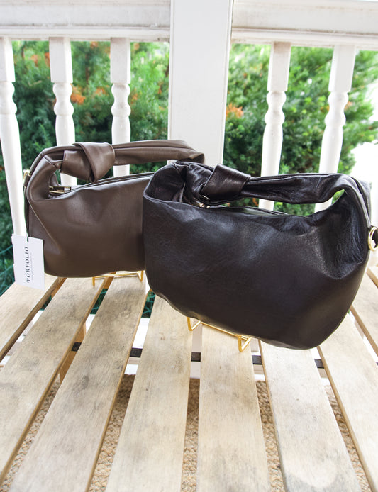 Ambra Sauvage Leather Crescent Handbag