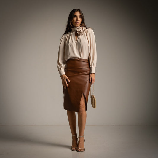 faux leather skirt front